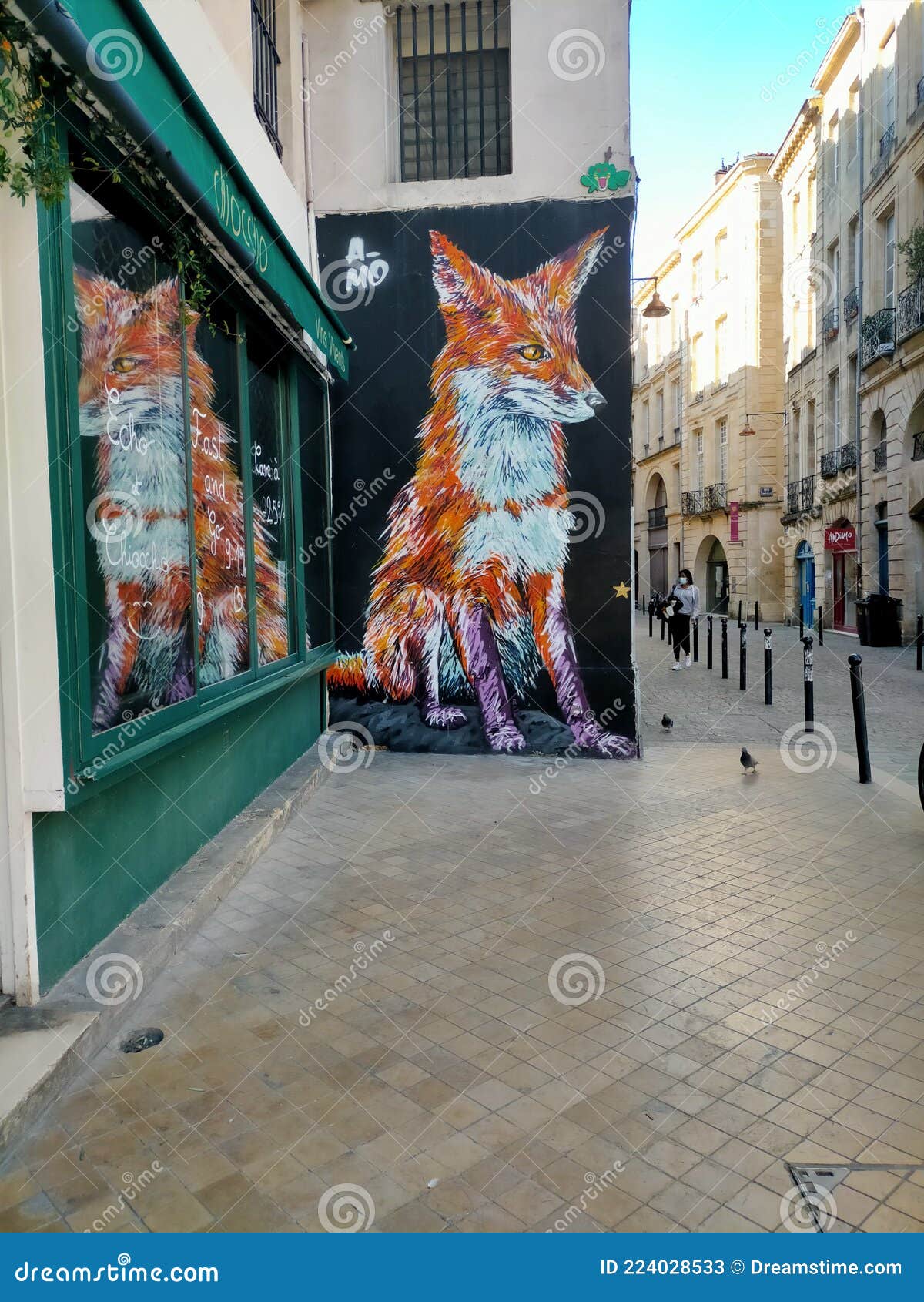 Street art fox editorial stock photo. Image of clothing - 224028533