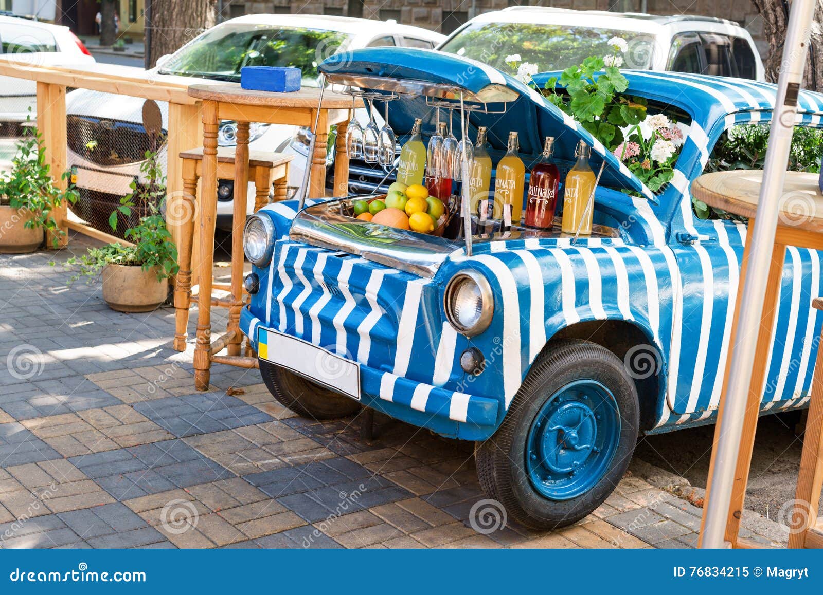 Street Bar Inside the Old Vintage Car. Stock Image Image of city