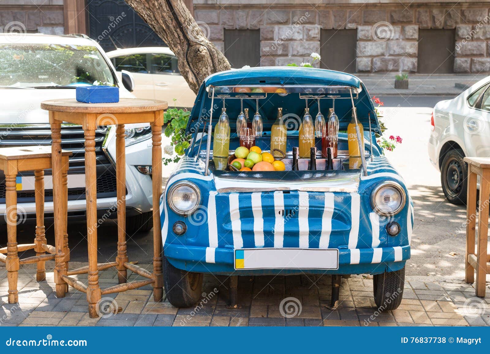 Street Bar Inside the Old Vintage Car. Stock Photo Image of landmark