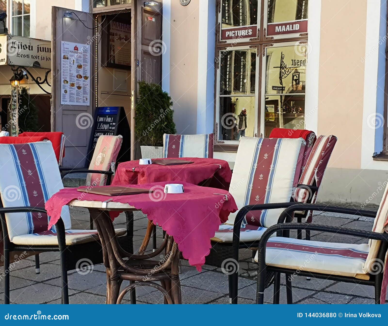 Street Restoran In The City Summer Evening In Old Town Of Tallinn