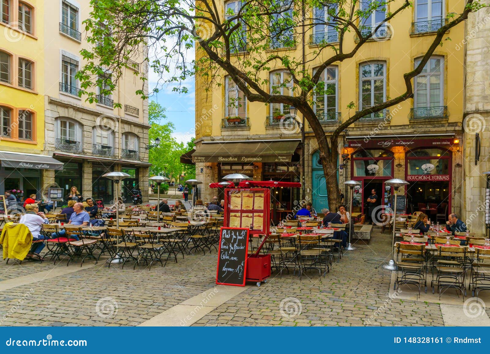 Street and Cafe Scene, in Old Lyon Editorial Photo - Image of cityscape ...