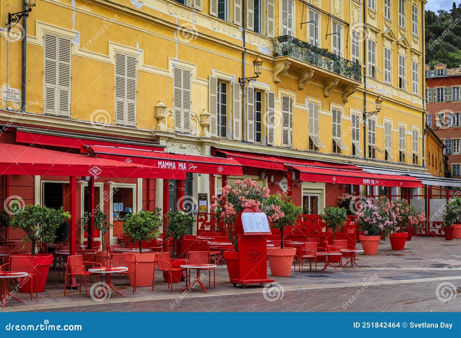 Street Cafes in a Mediterranean House in Nice France Editorial Stock