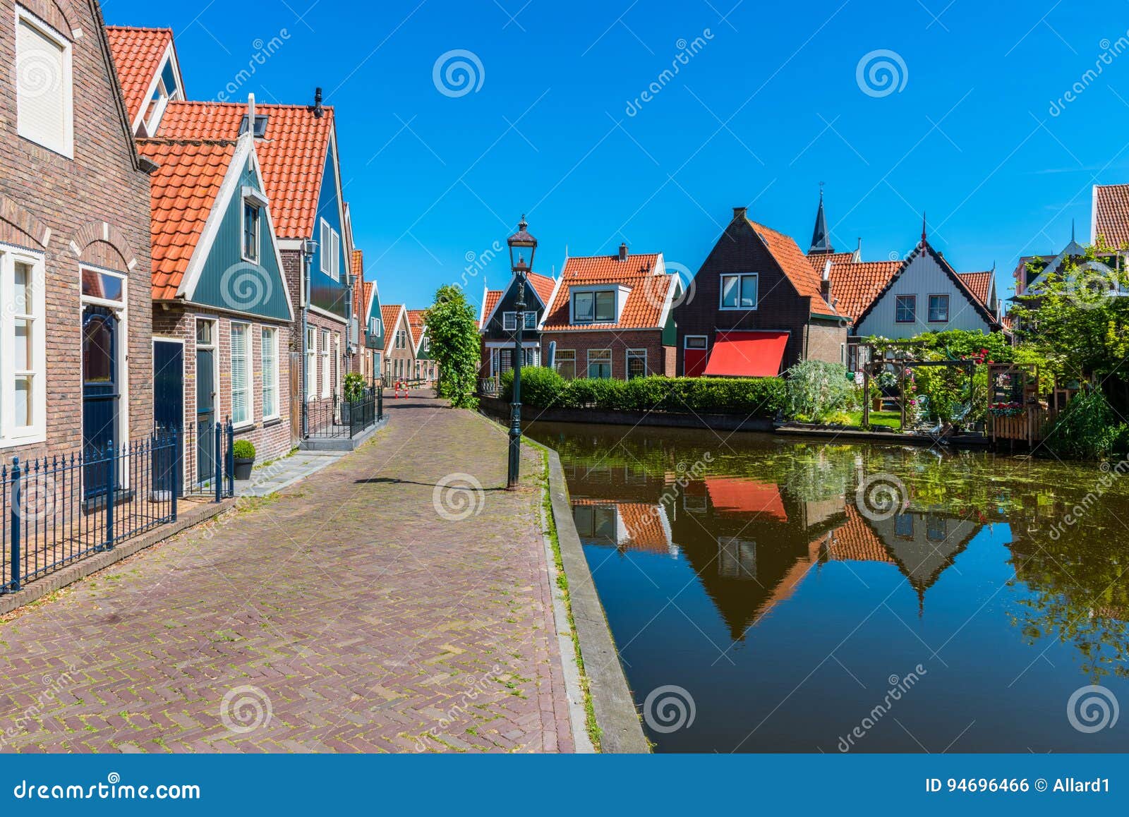 street and canal in volendam netherlands