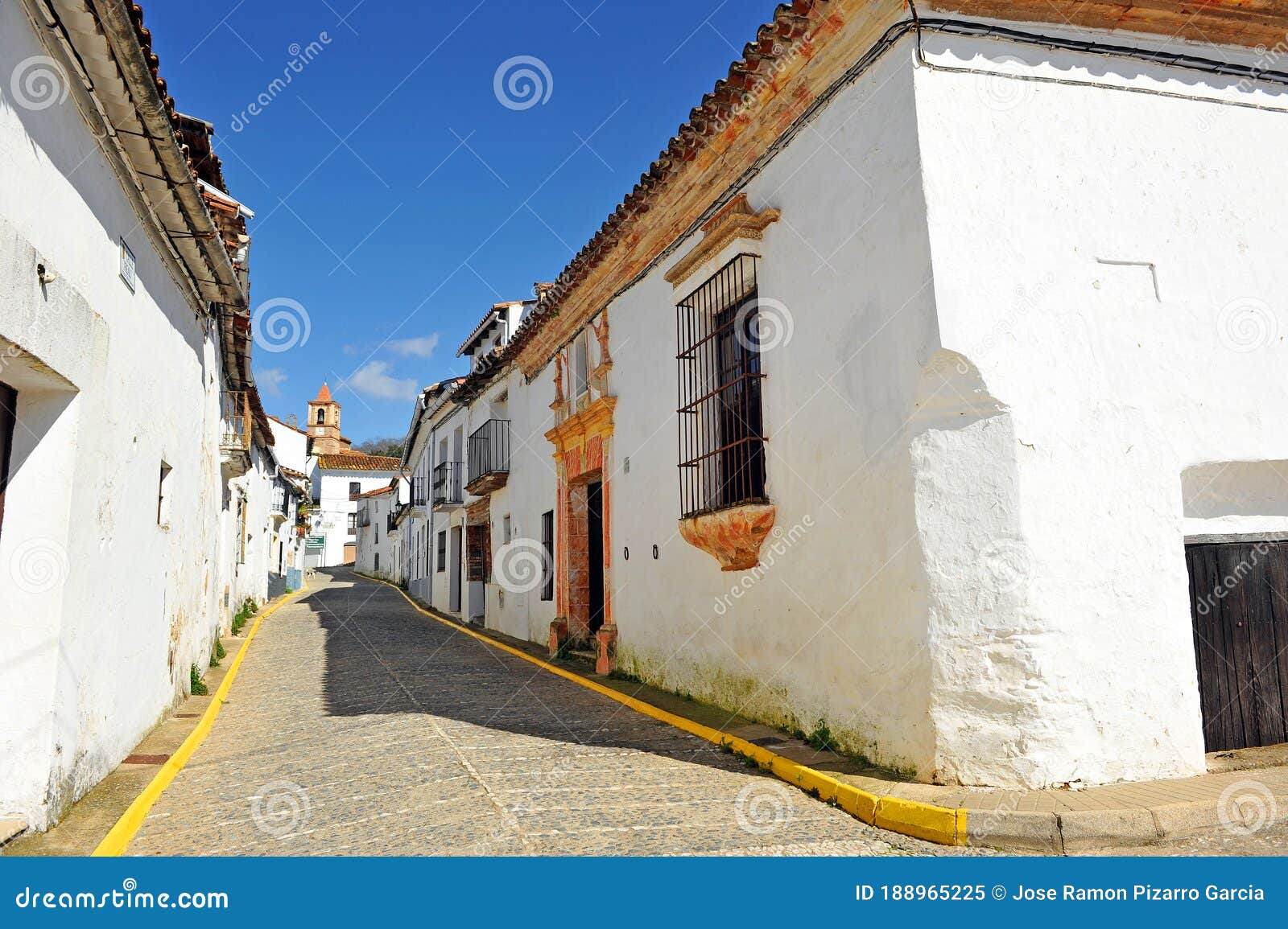 street in castano del robledo, province of huelva, spain