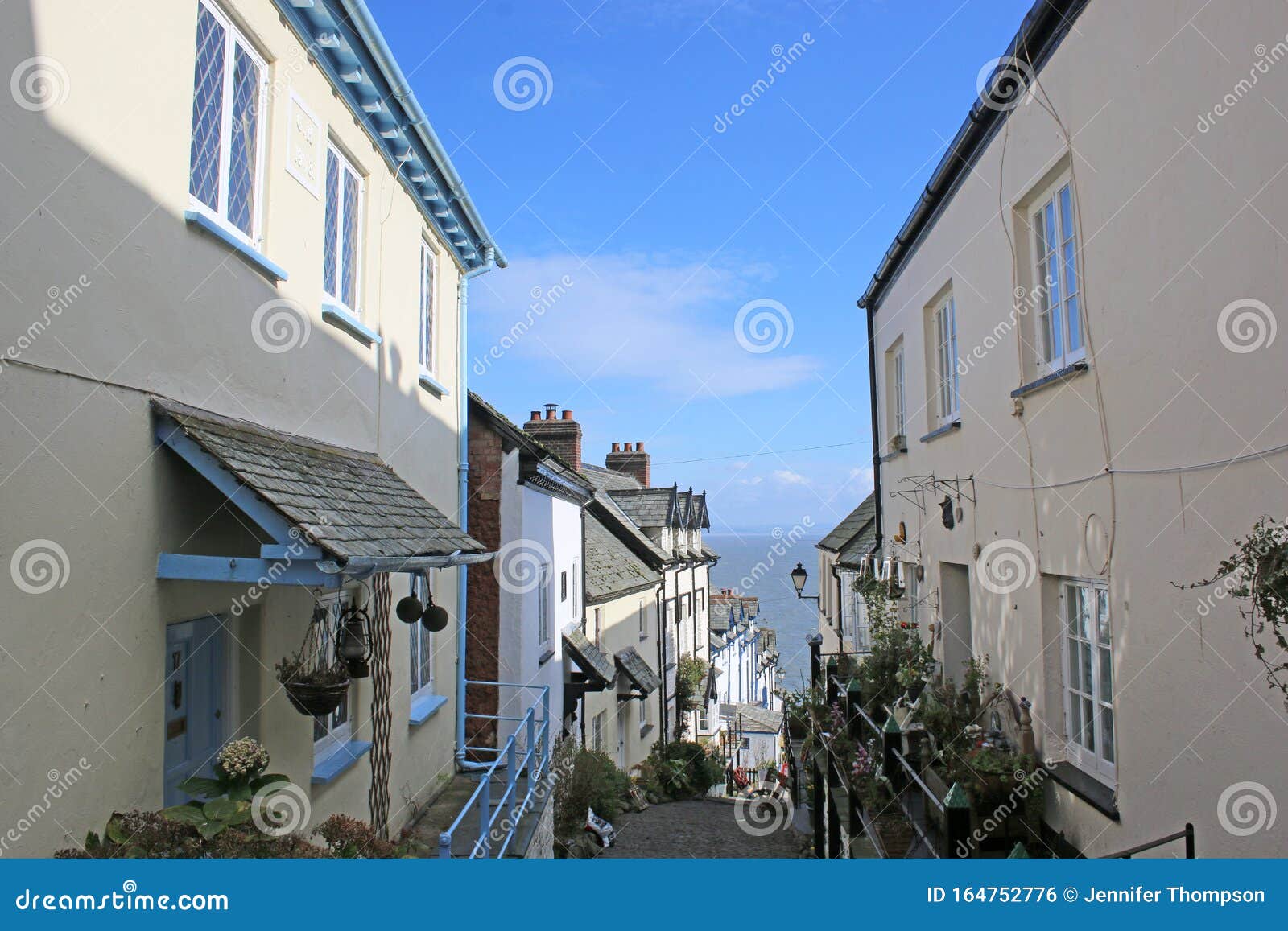 Street in Clovelly, Devon stock photo. Image of steep 164752776