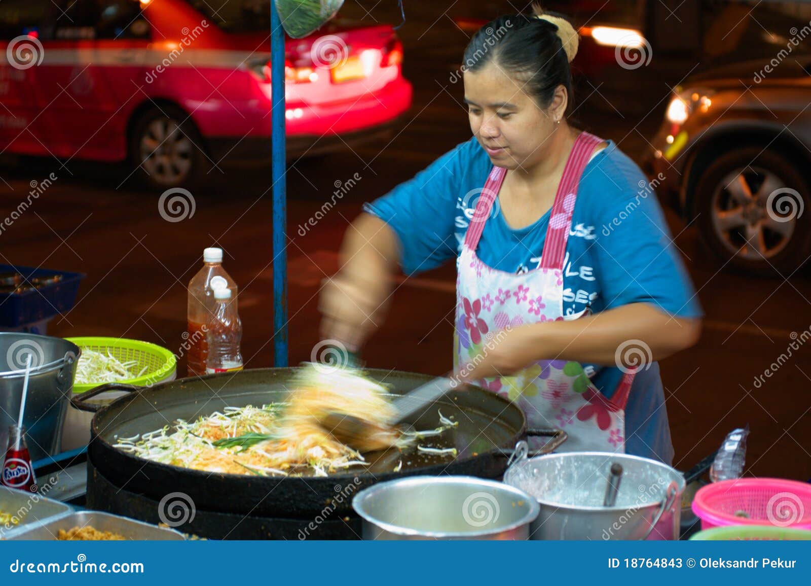 Street Cooking Woman in Bangkok Editorial Stock Photo - Image of