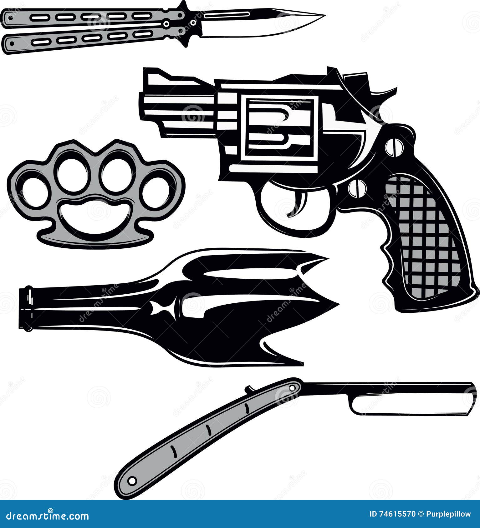 Street crime tools set stock vector. Illustration of knuckle - 74615570