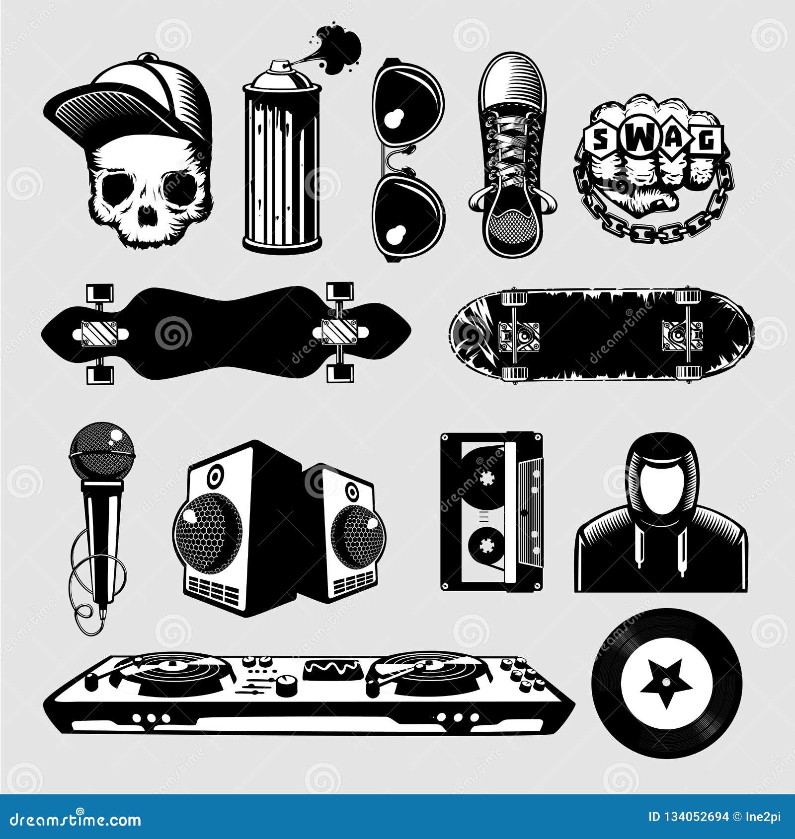 Street Culture Icons Set. Hip-hop and Rap Signs Collection on Isolated  Background Stock Vector - Illustration of sound, dance: 134052694