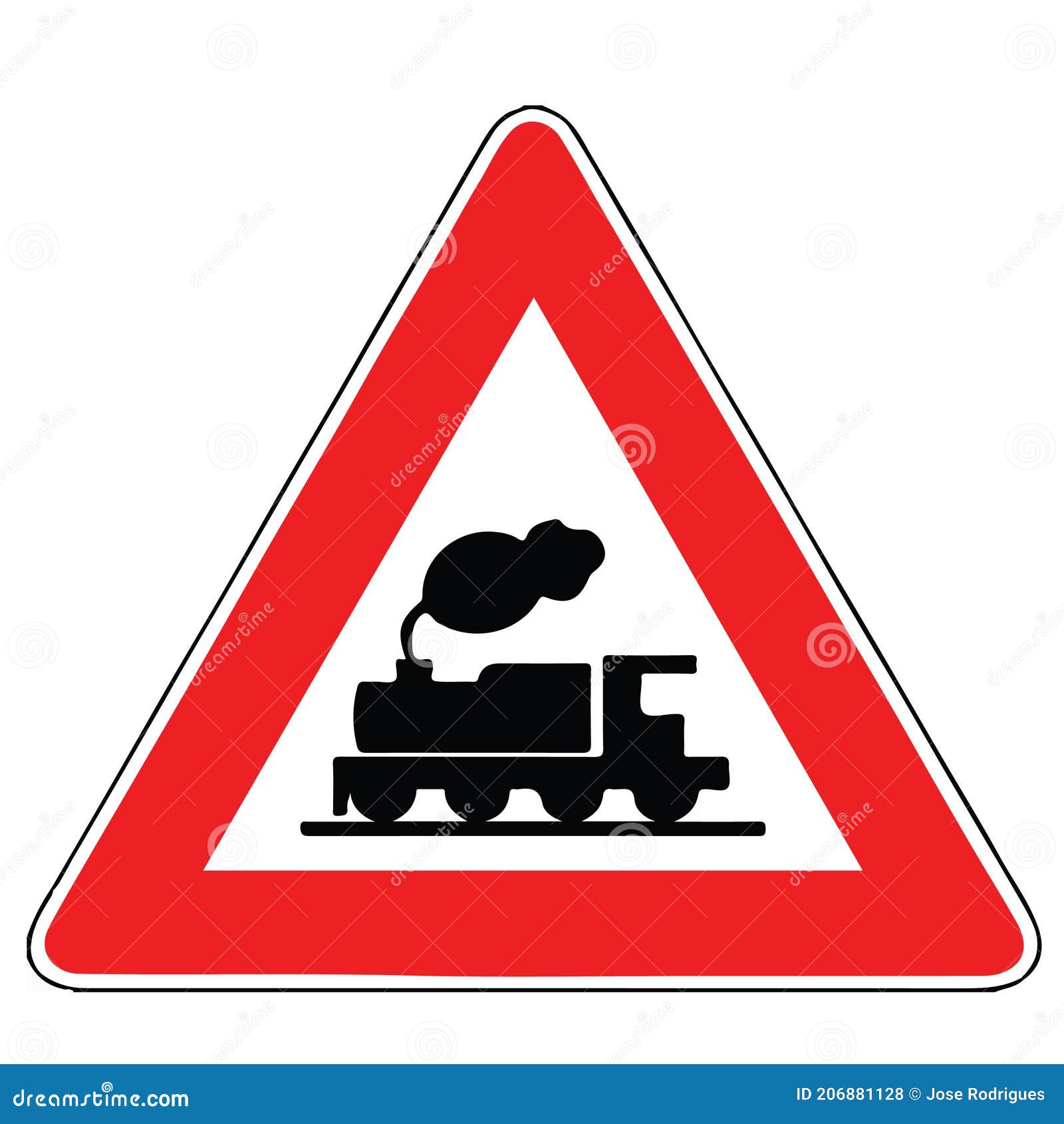 Street Danger Sign Road Information Symbol Indication Of Proximity Of A Level Crossing Without Gates Or Barriers Stock Vector Illustration Of Line Text