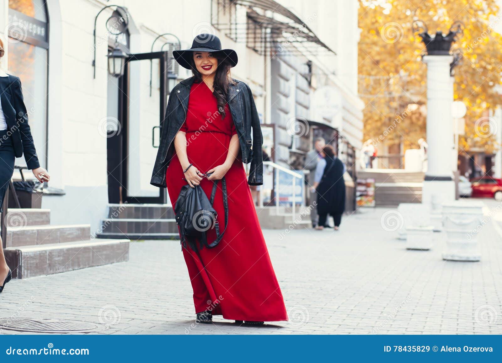 red frock with black jacket