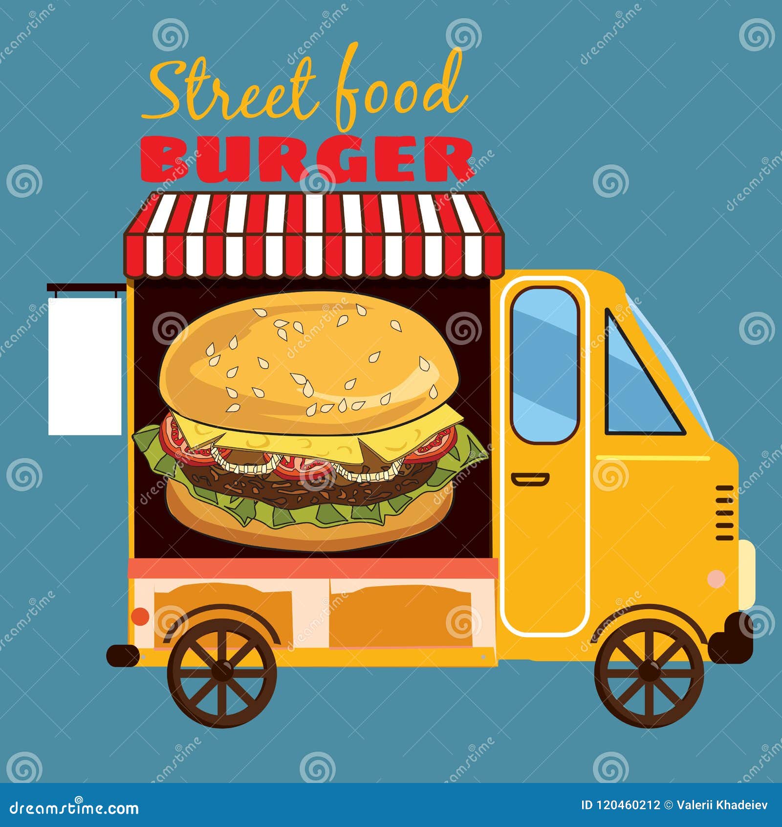 Street Food Car, Delicious Juicy Burger with Ingredients, in Package ...