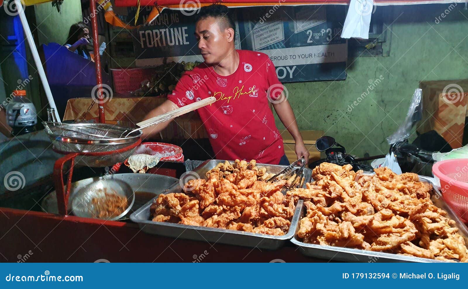Street Food of Fried Chicken on Sale Editorial Stock Image - Image of