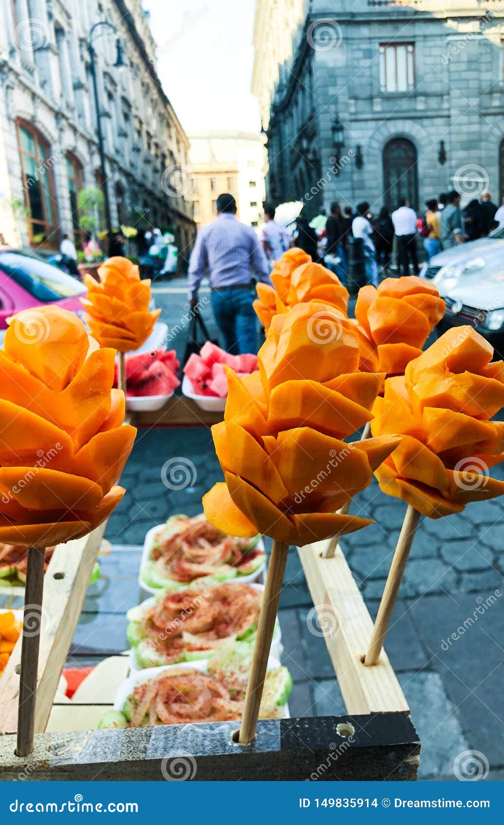 Street food Mexico City stock photo. Image of food, mango - 149835914