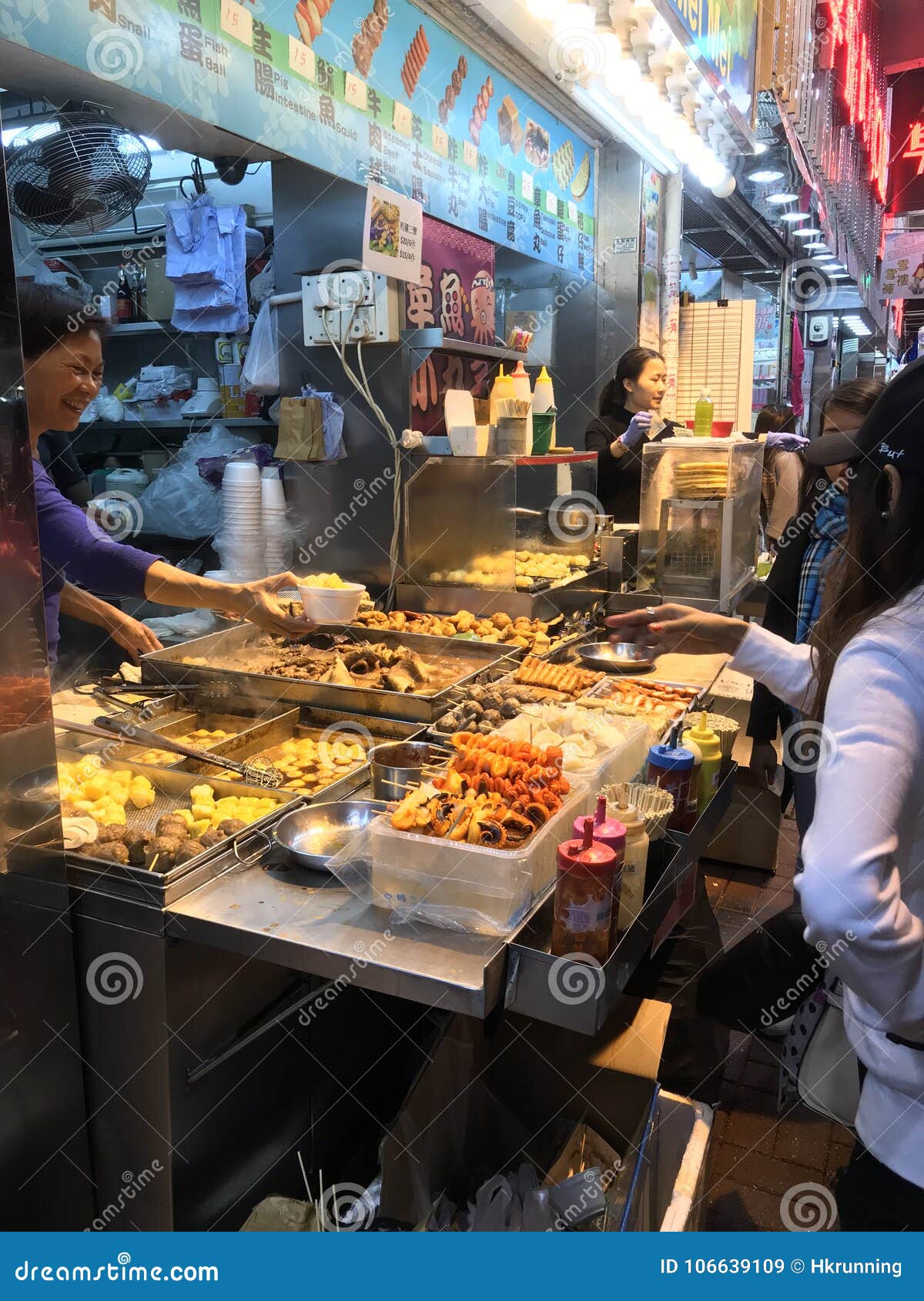 On-street Food Stall in Mongkok, Hong Kong Editorial Stock Image