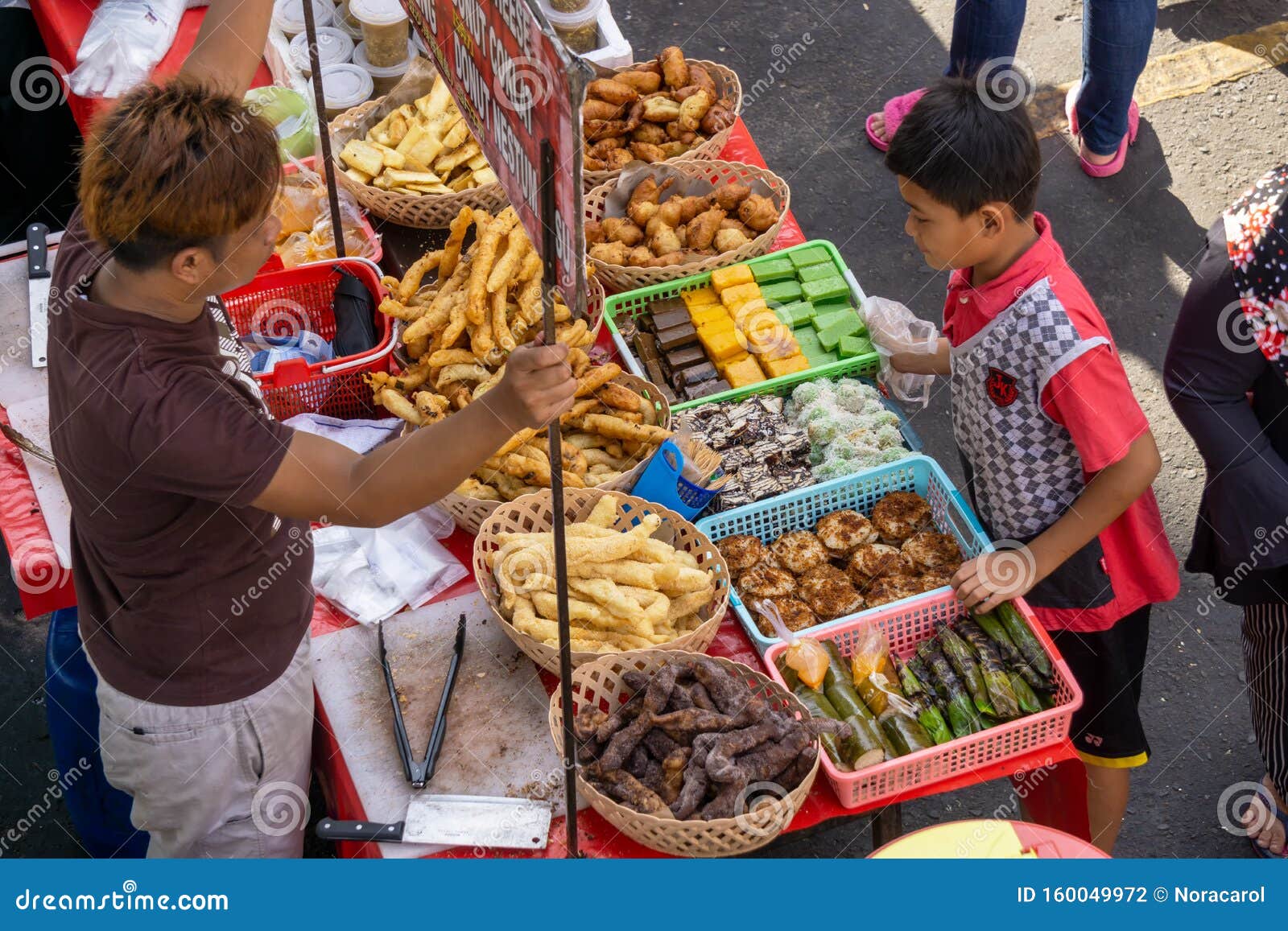 Street Food Stall Vendor Selling Food at Kota Kinabalu Market Editorial