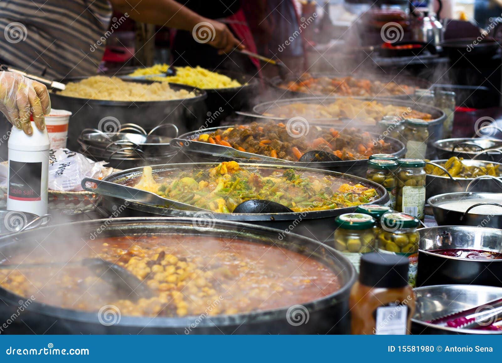 Street Food: Thai Kitchen Spicy Buffet Stock Photo - Image ...