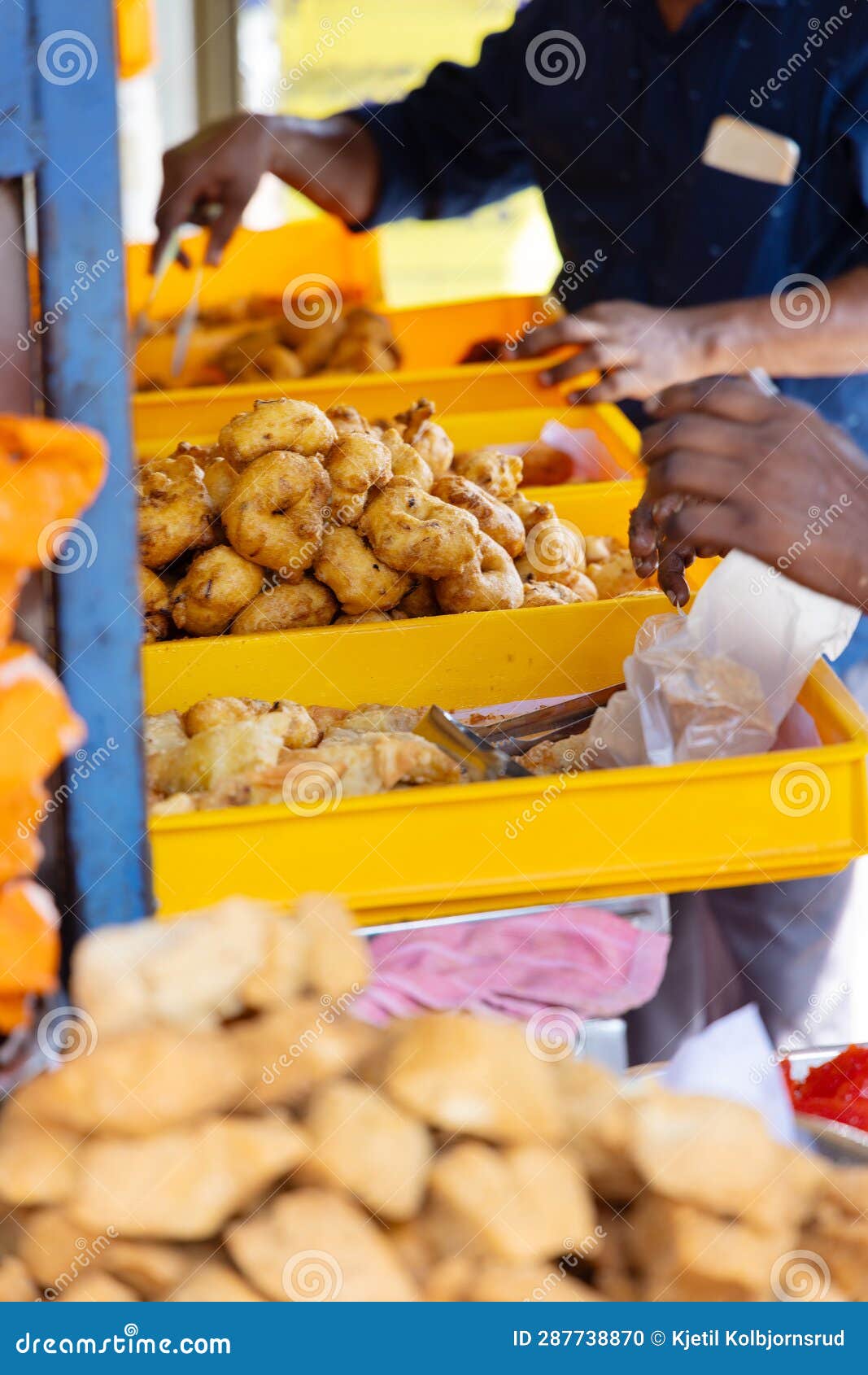 Street Food Vendor Selling Fried Snacks in Asia Stock Photo - Image of