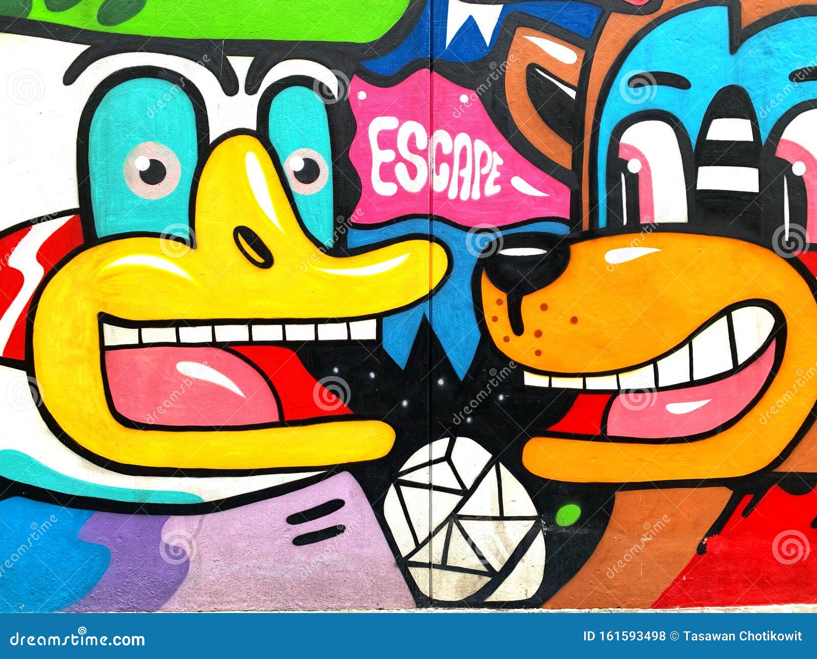 Street Graffiti Wall Painting with Colorful Cartoon in Thailand Editorial  Stock Photo - Image of cute, colours: 161593498