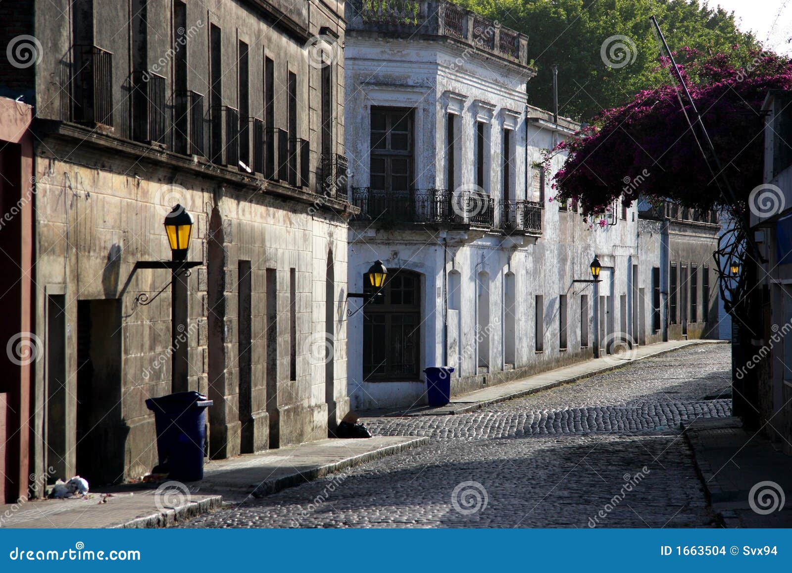 street of historic quarter of the city of colonia del sacramento, uruguay