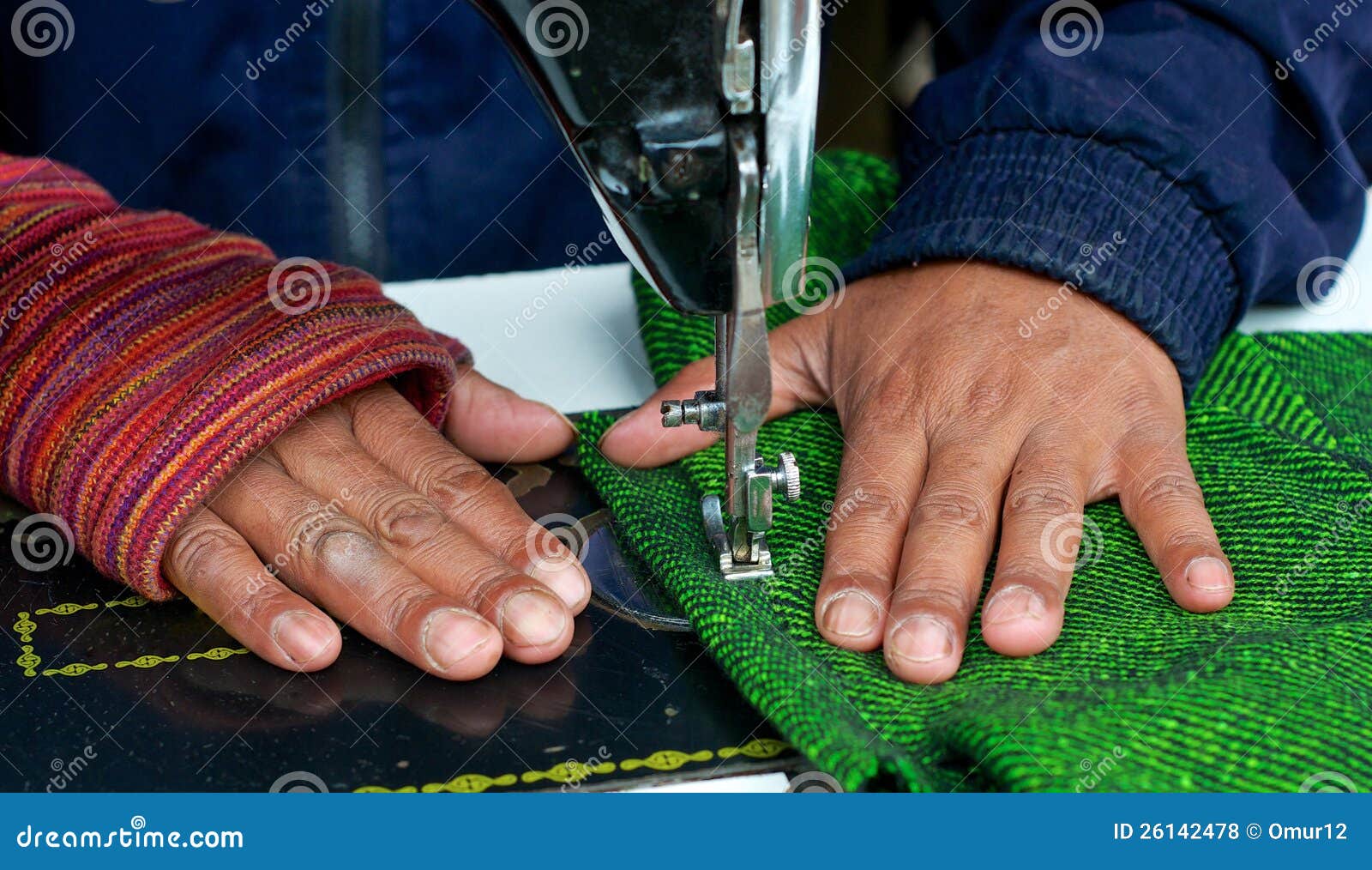 Street Indian Tailor at Work. Stock Photo Image of closeup, street