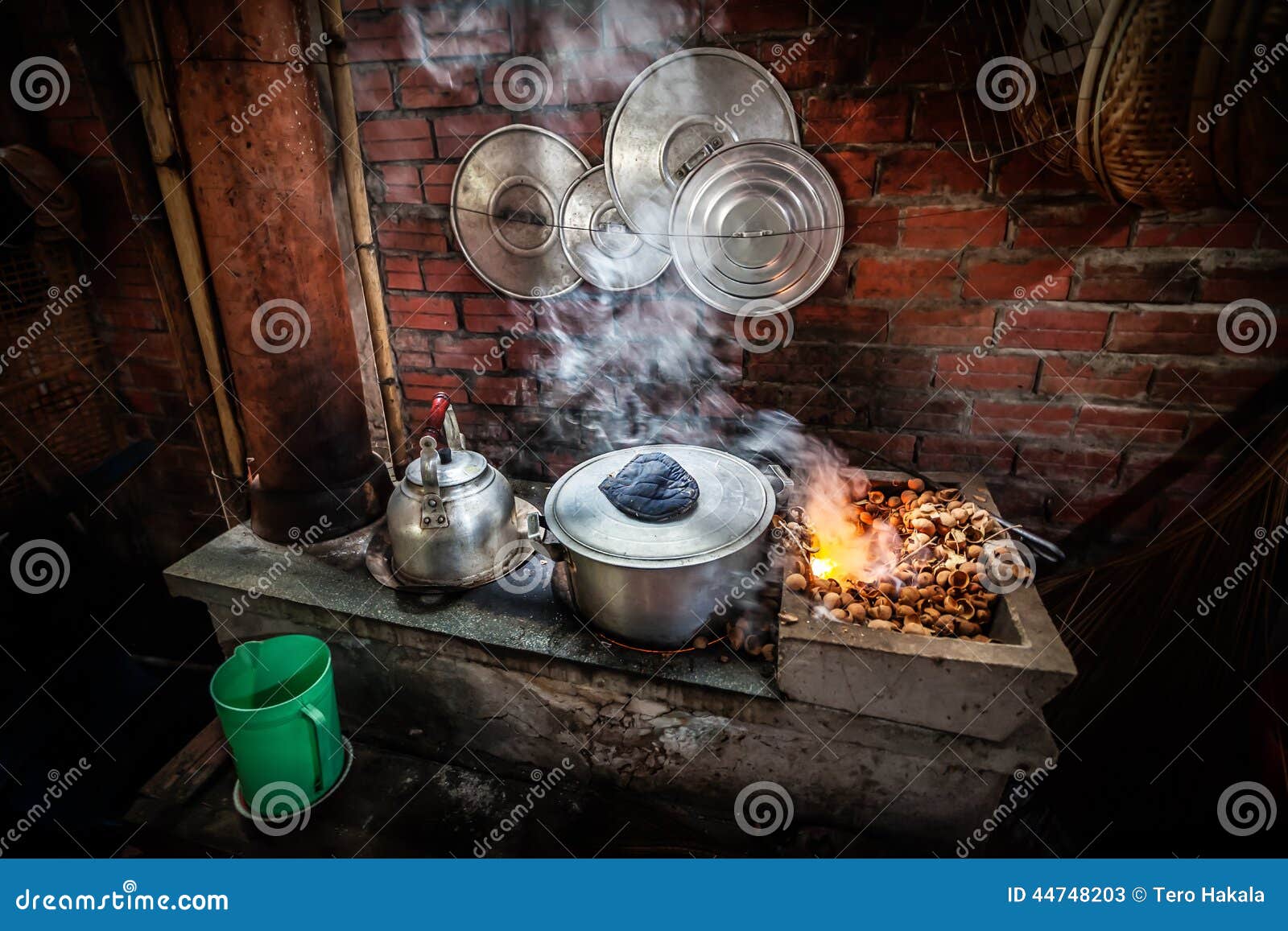 Street Kitchen with Kettle on Open Fire in Vietnam Stock Image Image