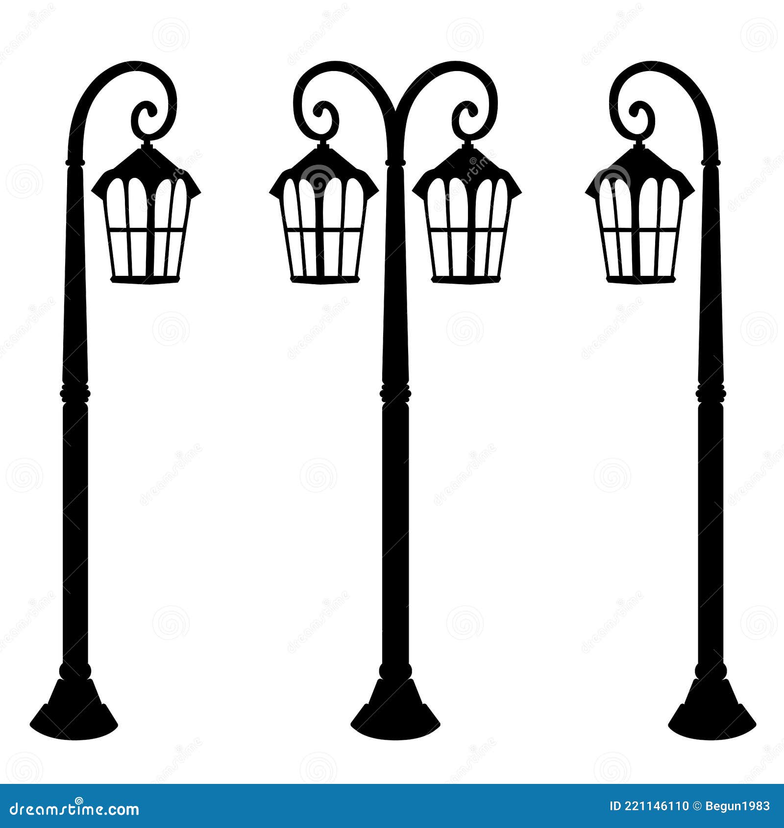 Vintage Street Lamp On A Pole In Vectorstreet Lamp Logo Side View