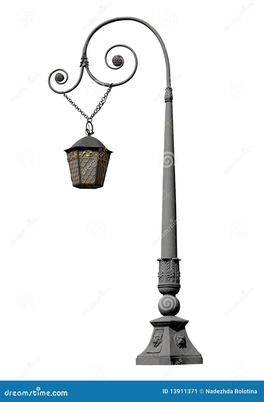 Street Lamppost Against The Old Buildings Background. Classic Victorian