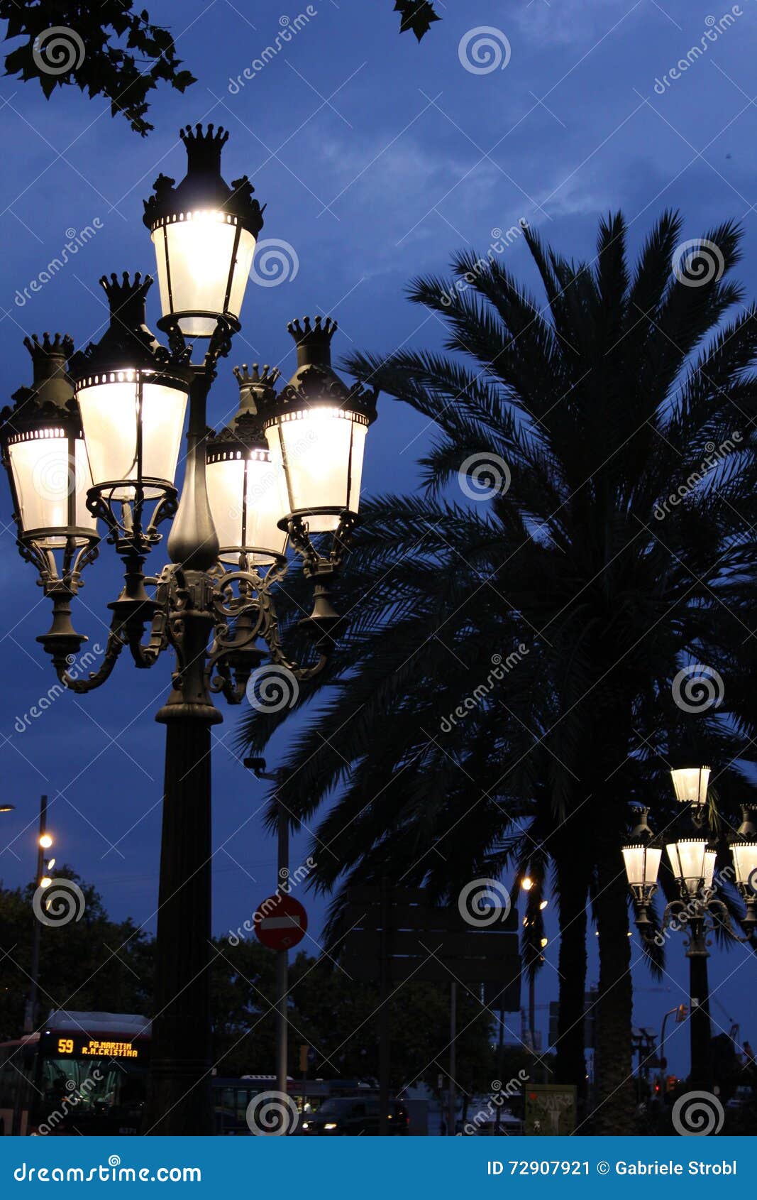 street lamps ed by gaudi in barcelona