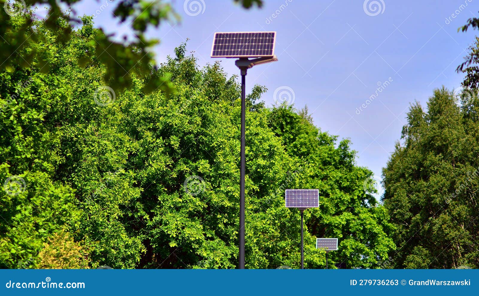 Street Light Powered by Solar Panel with Battery Included. Stock Image