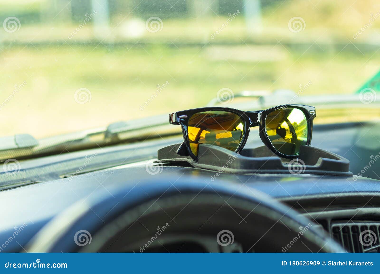 Street Lighting. Car. on the Dashboard are Sunglasses Stock Image Image of fellow, glass