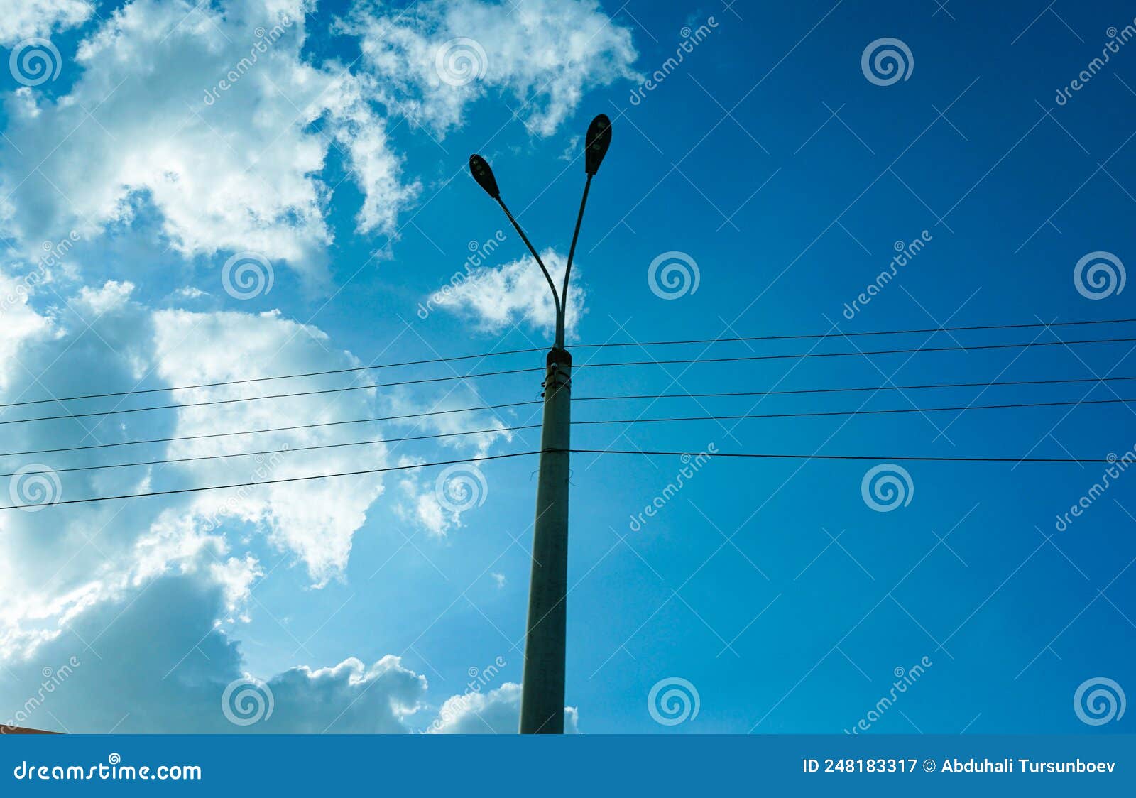 Street lights and blue sky stock image. Image of street 248183317