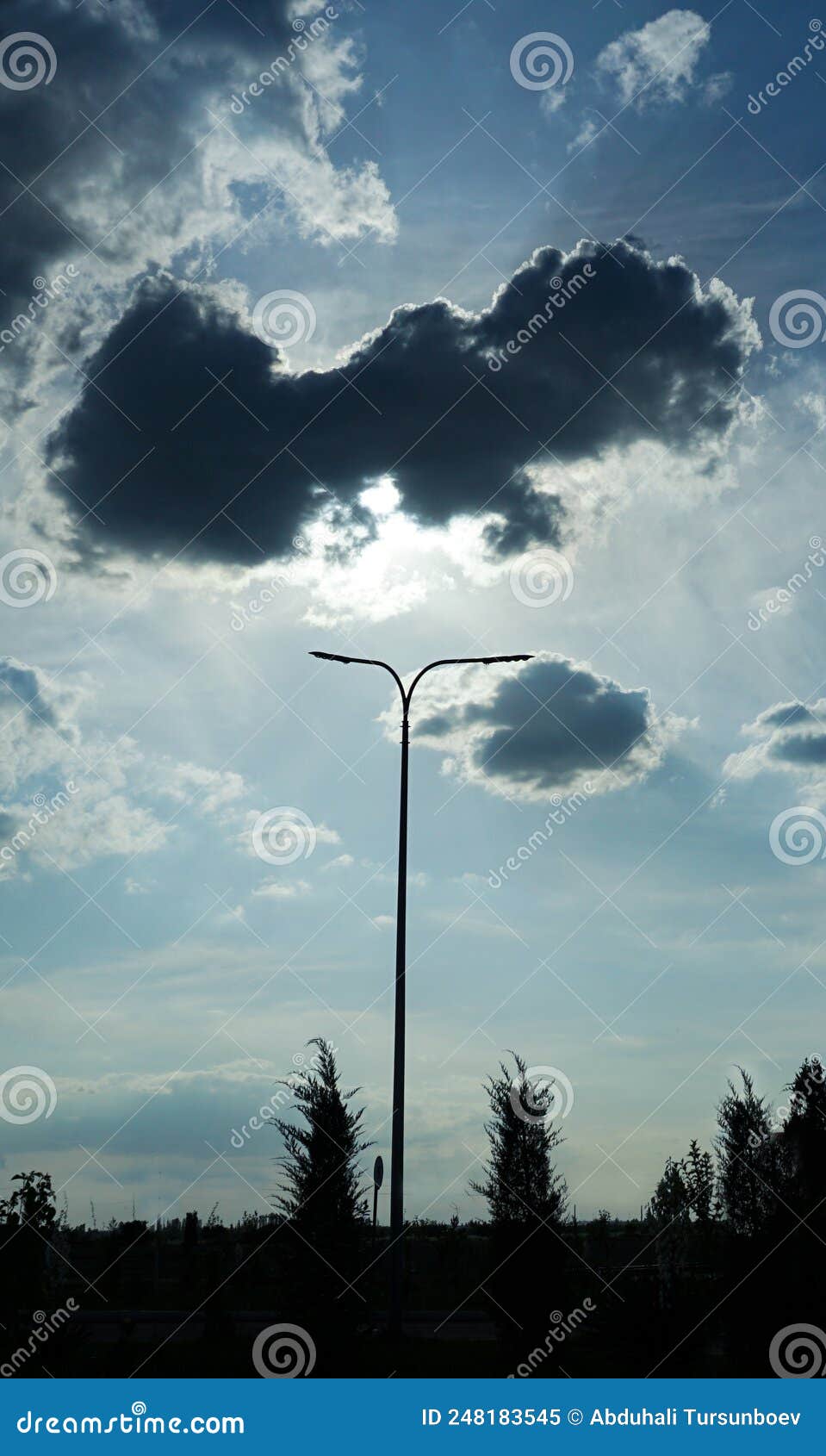 Street lights and blue sky stock image. Image of blue 248183545