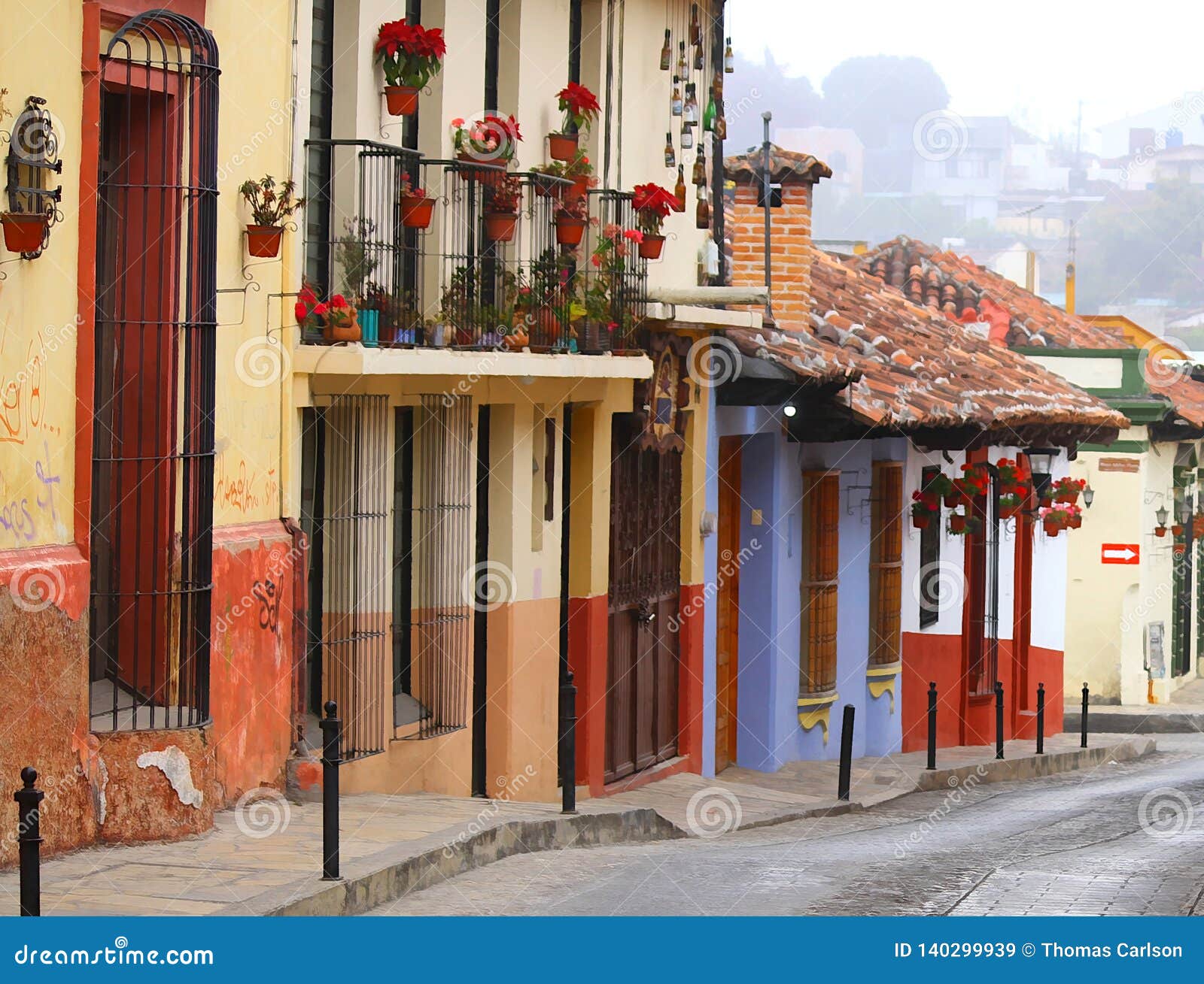 street located in san cristobal de las casas, chiapas, mexico.