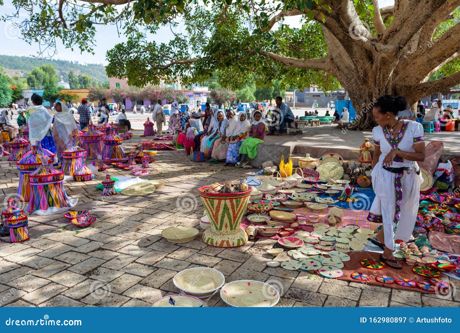 Street Market in Center of Aksum, Ethiopia Africa Editorial Photography