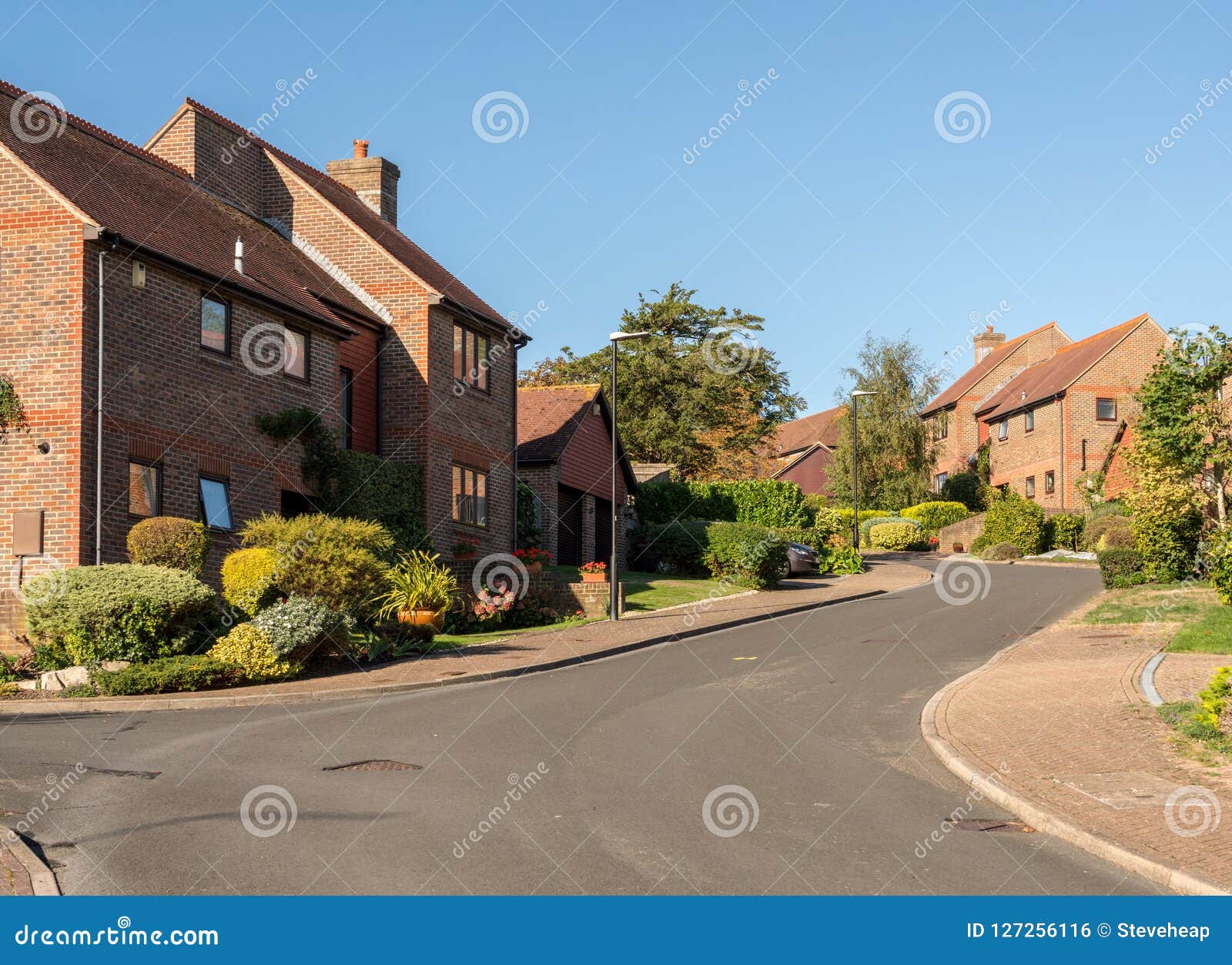Street Of Modern English Detached Homes Stock Photo Image Of