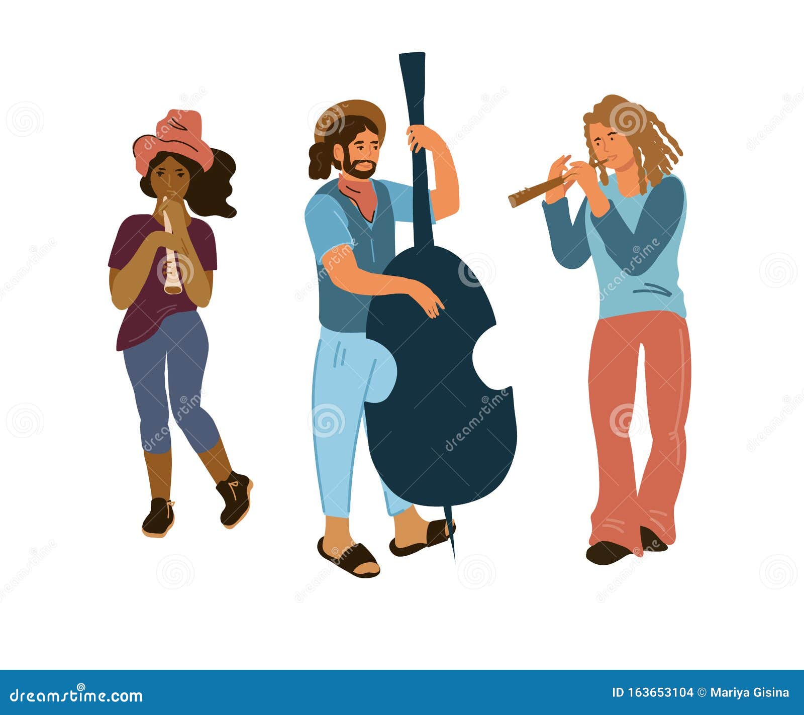 Street Musicians Group - Young People Make Musical Performance in City  Street. Stock Vector - Illustration of city, musical: 163653104