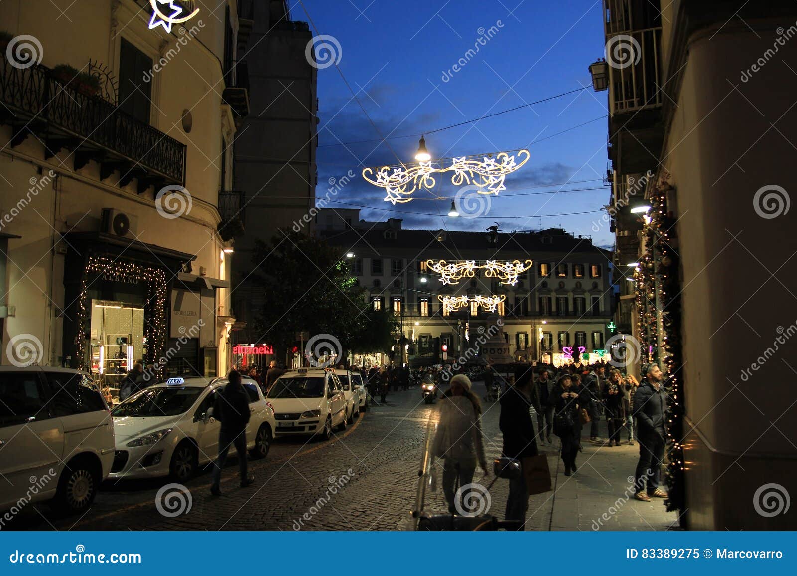 Street of Naples at night editorial image. Image of illuminated - 83389275