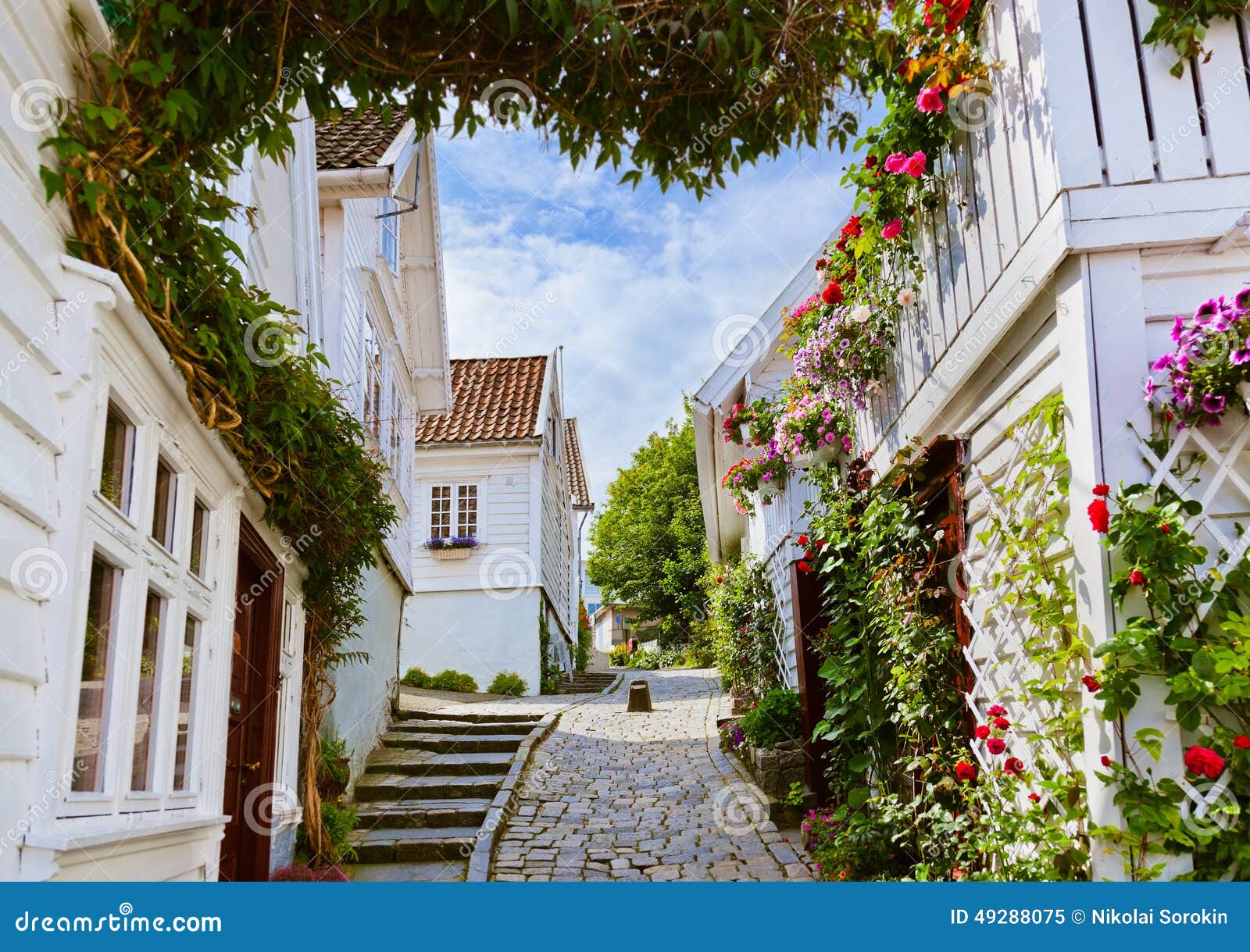 street in old centre of stavanger - norway