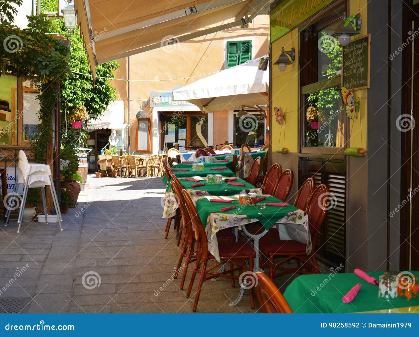 street in porto azzurro, in elba island, italy