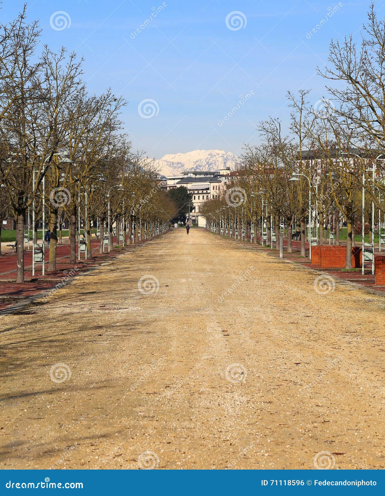 street in the public park called campo marzo in vicenza, italy