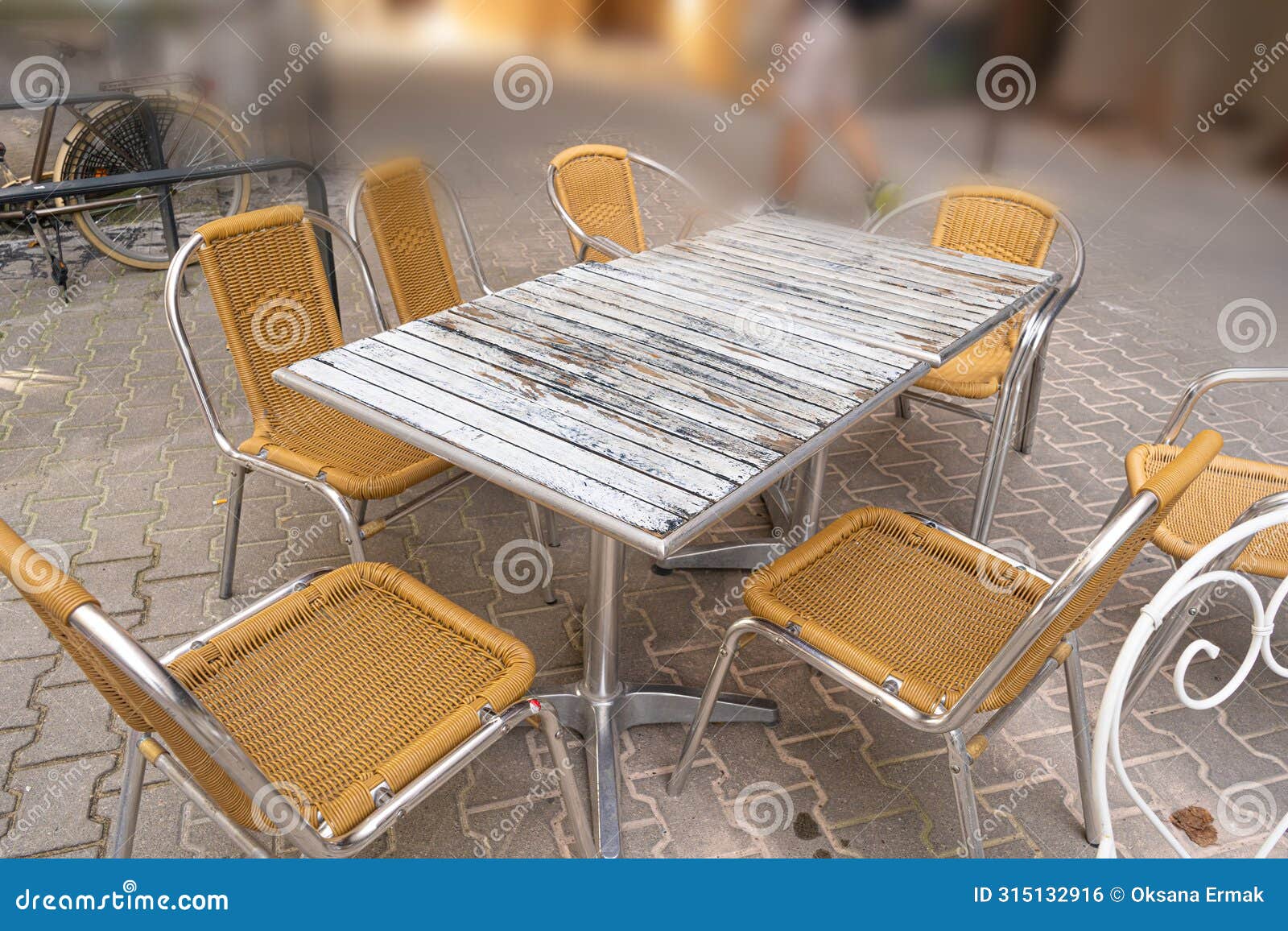 street restaurant table, empty cafe tables, bar terrace, outdoor restaurants, outside trattoria