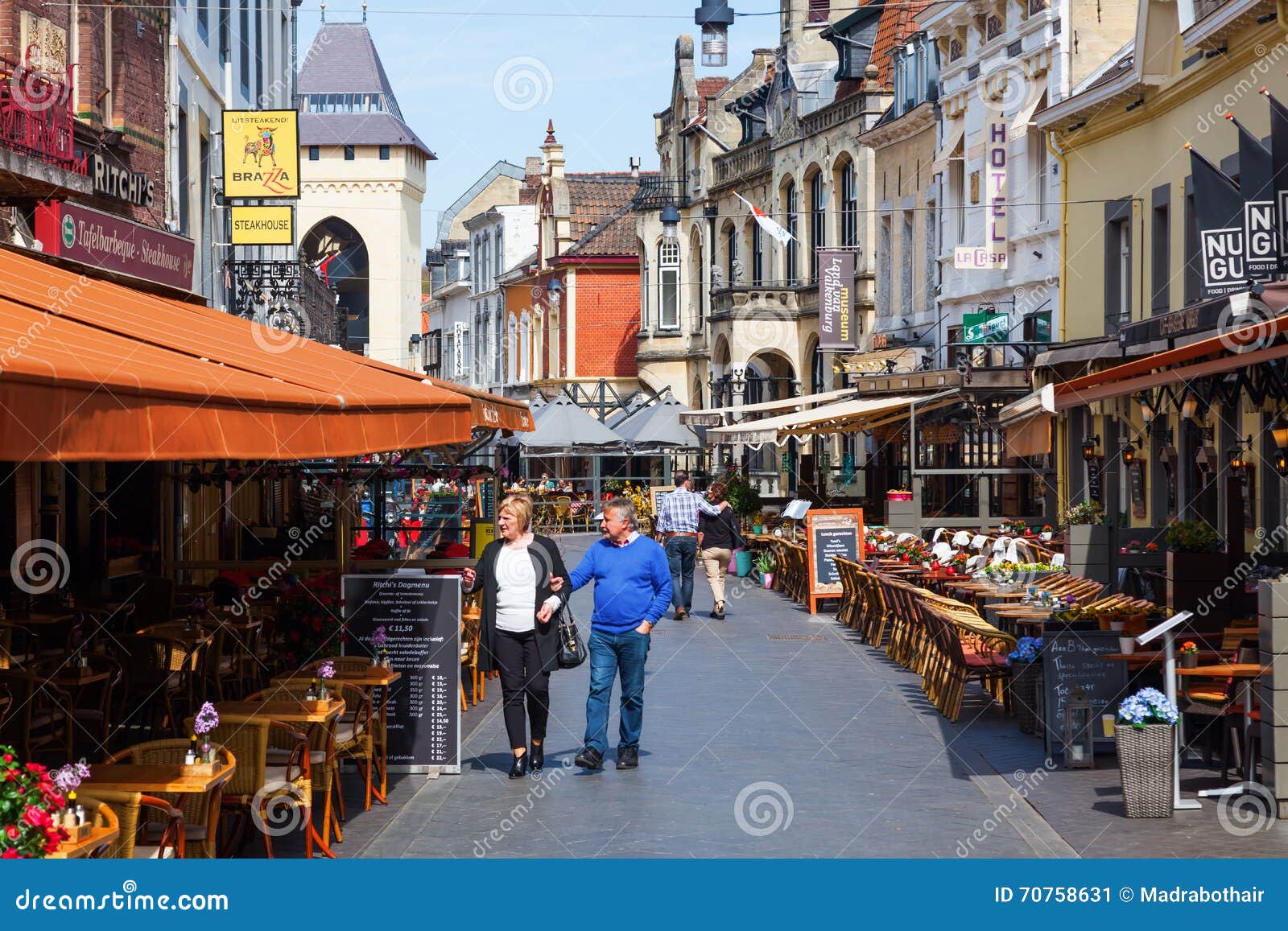 Street with Restaurants in the Old Town of Valkenburg Aan De Geul ...