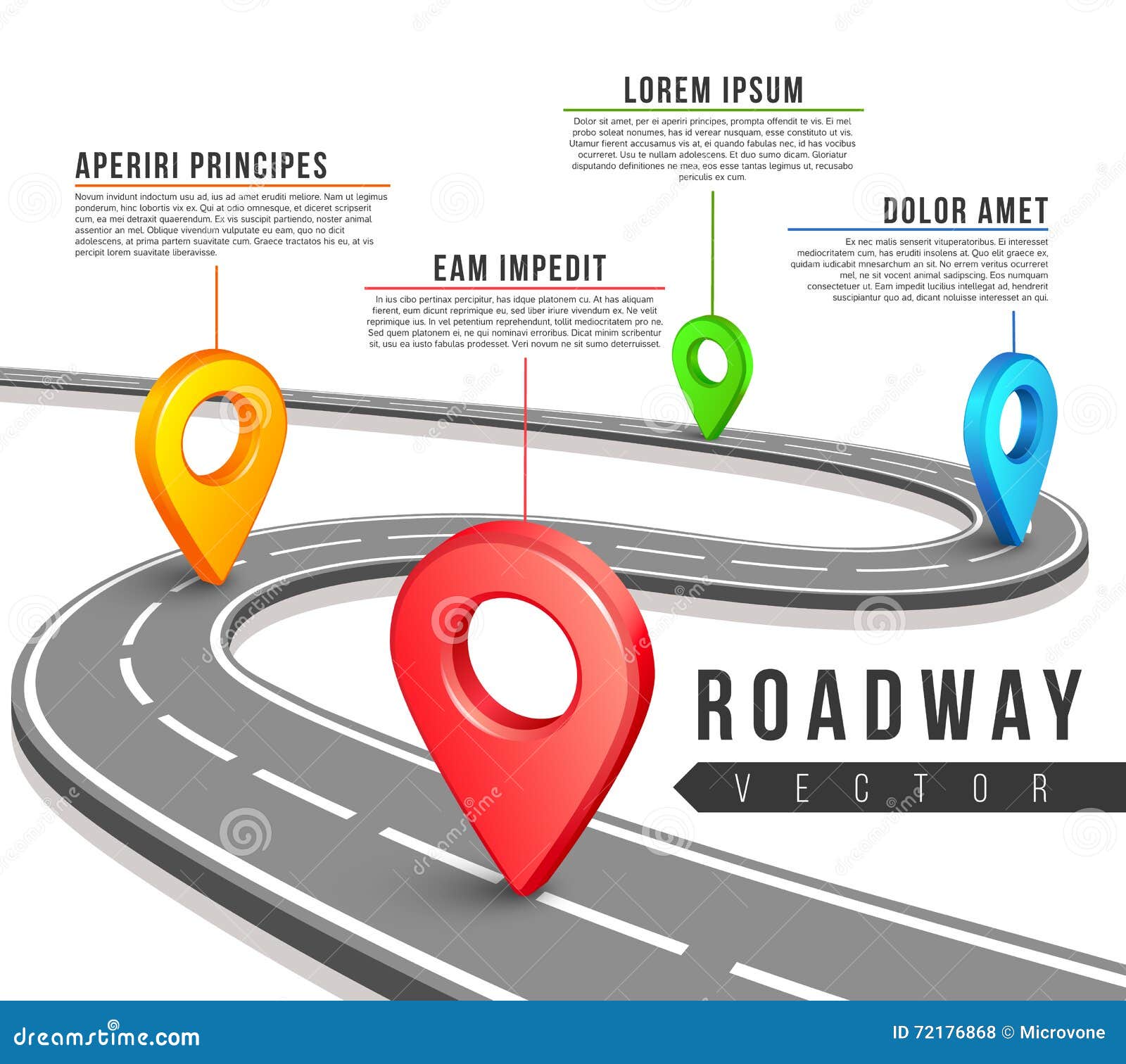 Road Trip And Journey Route Infographic Template With Pin Pointer