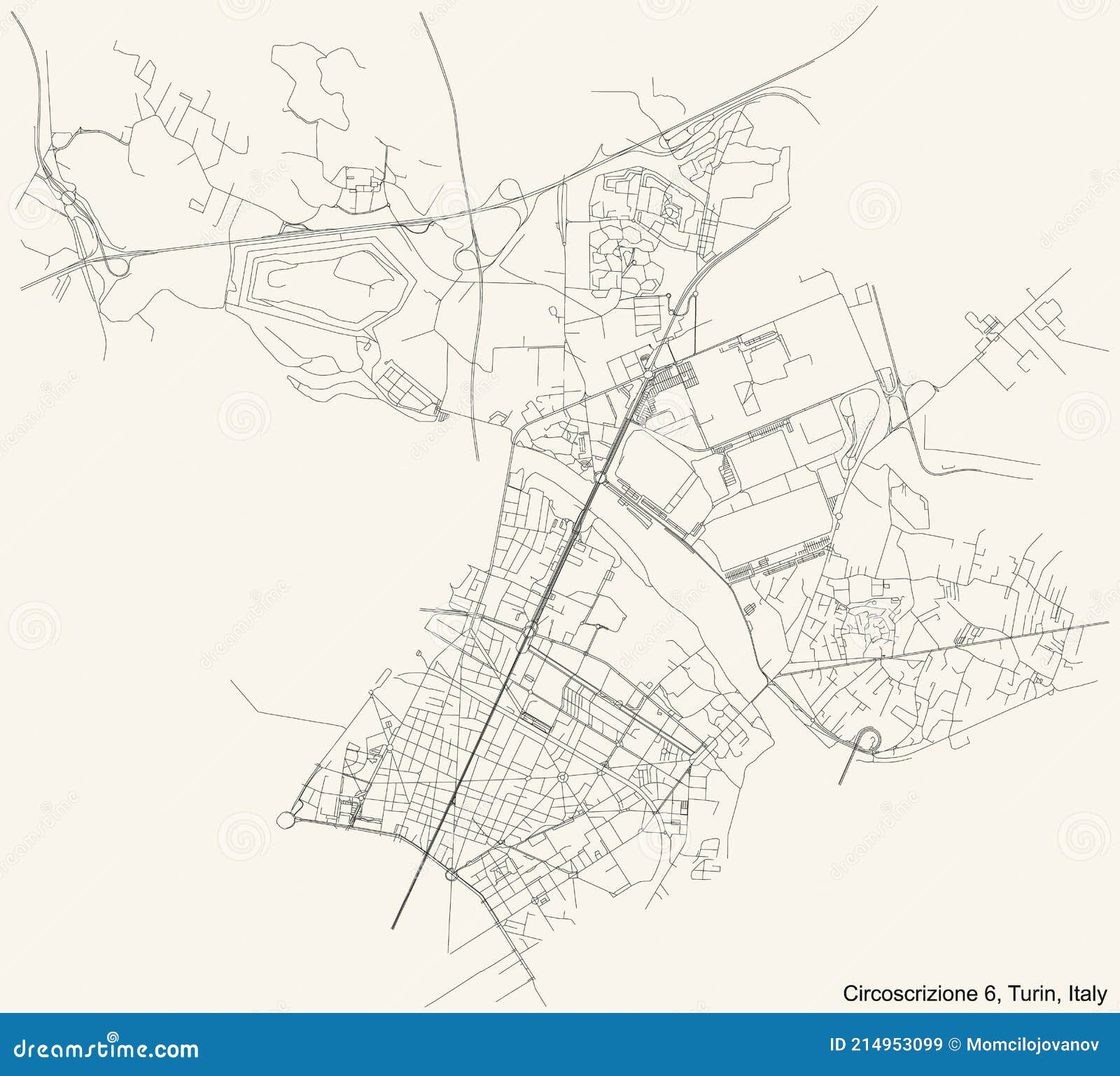 street roads map of the borough circoscrizione 6 barriera di milano, regio parco, barca, bertolla, falchera, rebaudengo, villaret