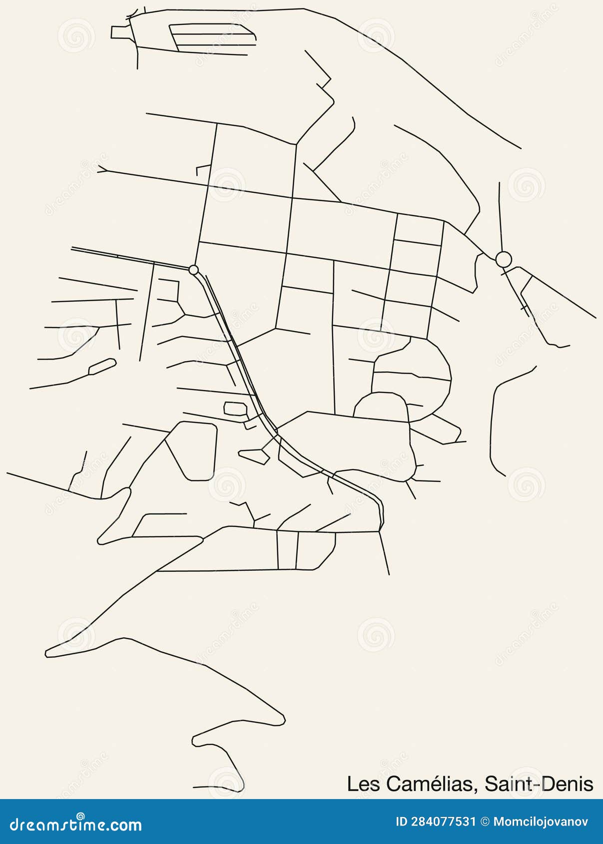 street roads map of the les camÃlias quarter, saint-denis (la rÃunion)