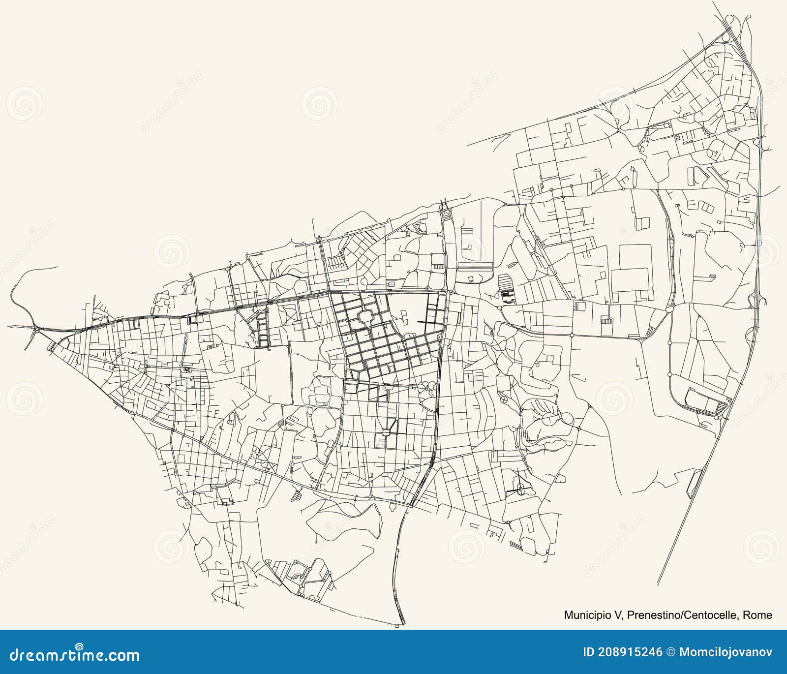 street roads map of the municipio v Ã¢â¬â prenestino centocelle municipality of rome italy