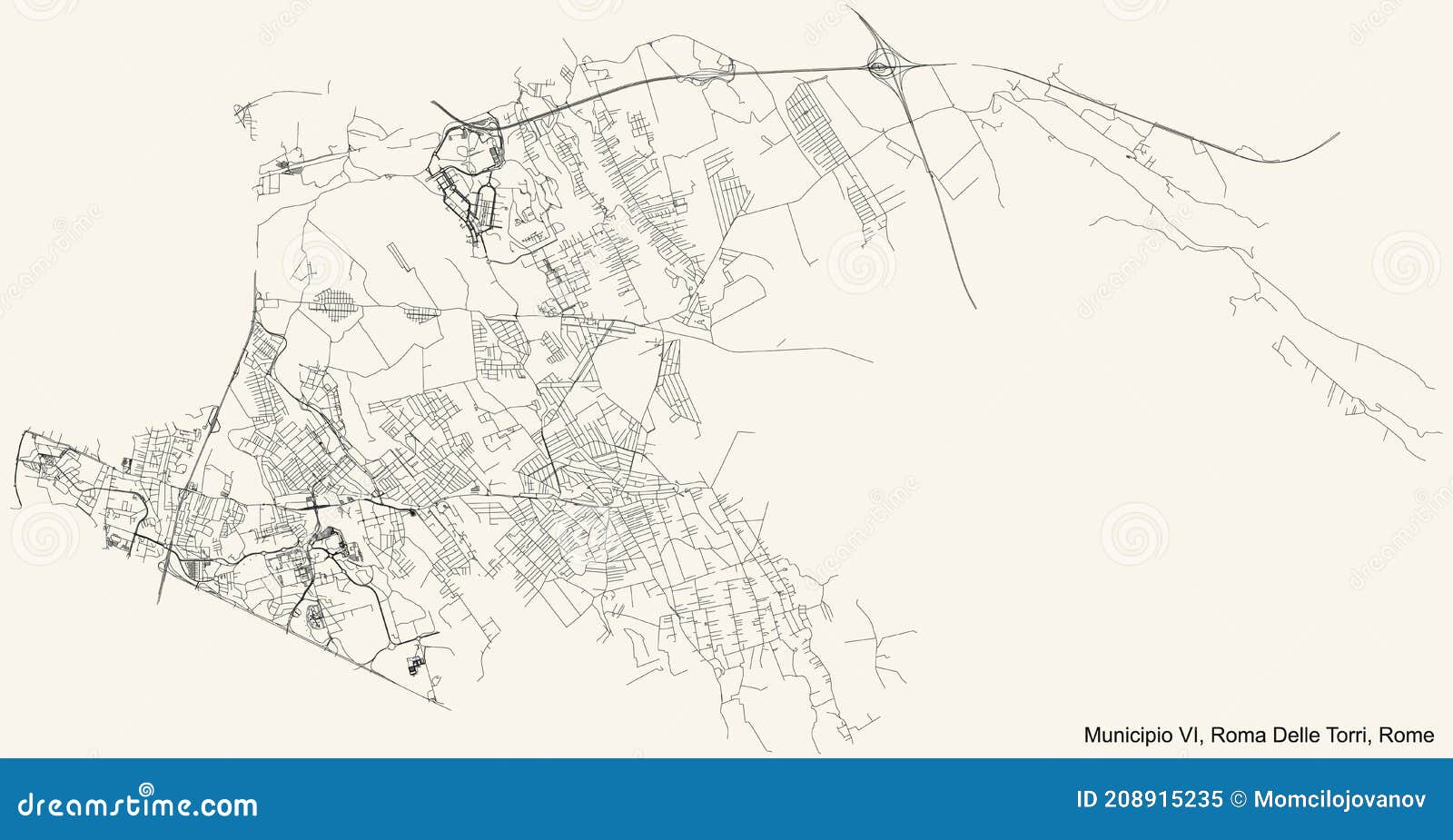 street roads map of the municipio vi Ã¢â¬â roma delle torri municipality of rome italy