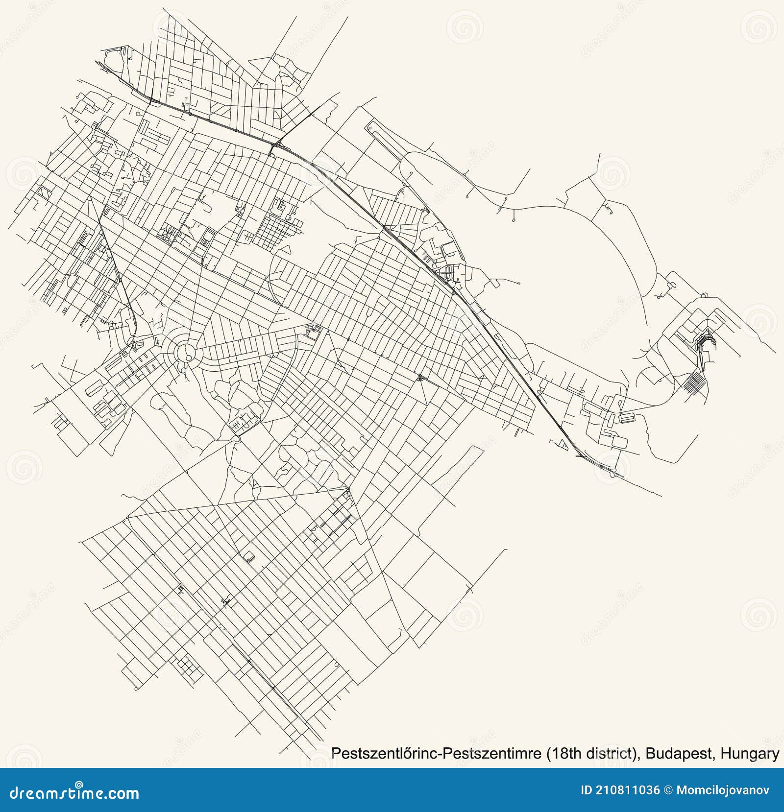 street roads map of the pestszentlÃârinc-pestszentimre 18th district xviii kerÃÂ¼let of budapest, hungary