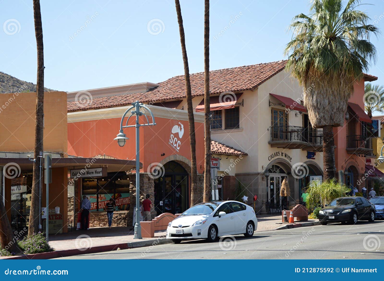 Street Scene in Downtown Palm Springs in the Southern Desert ...