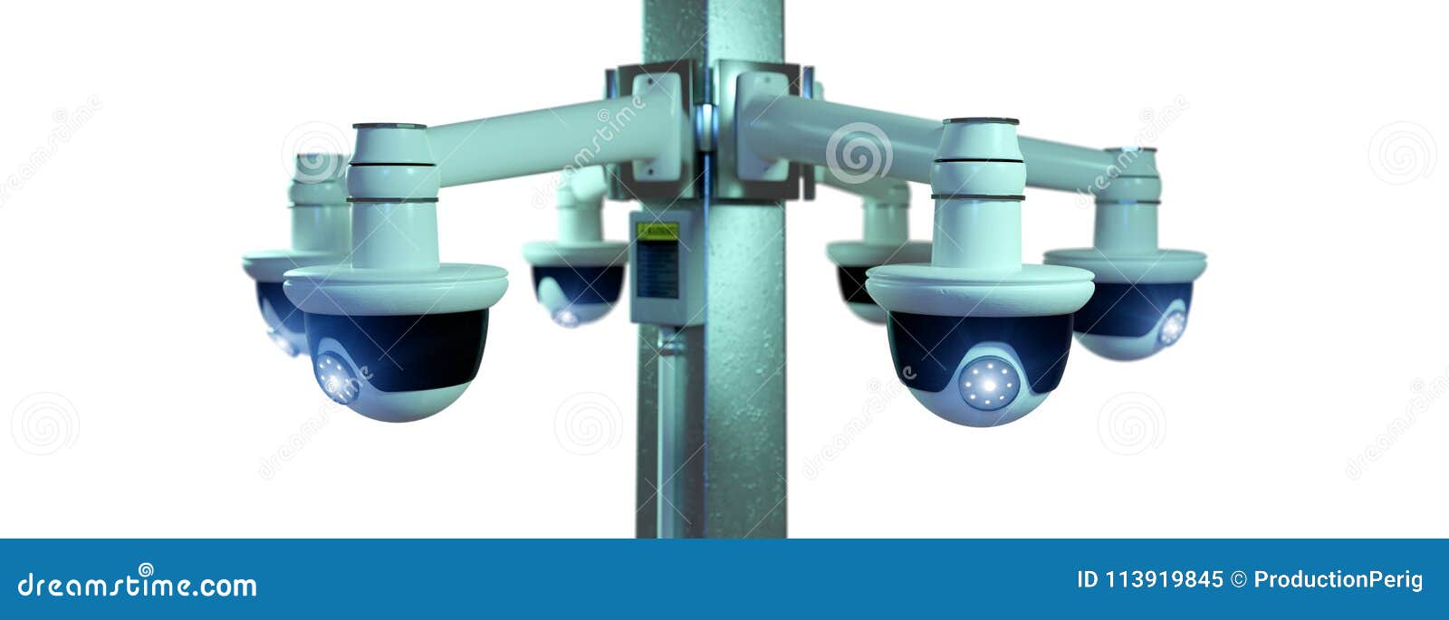 Street Security Surveillance Or Road Safety Cameras. Photo Enforced